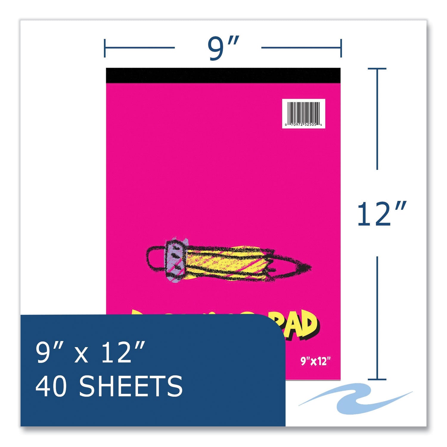 Roaring Spring® Kids Drawing Pad, 40 White 9 x 12 Sheets, 12/Carton