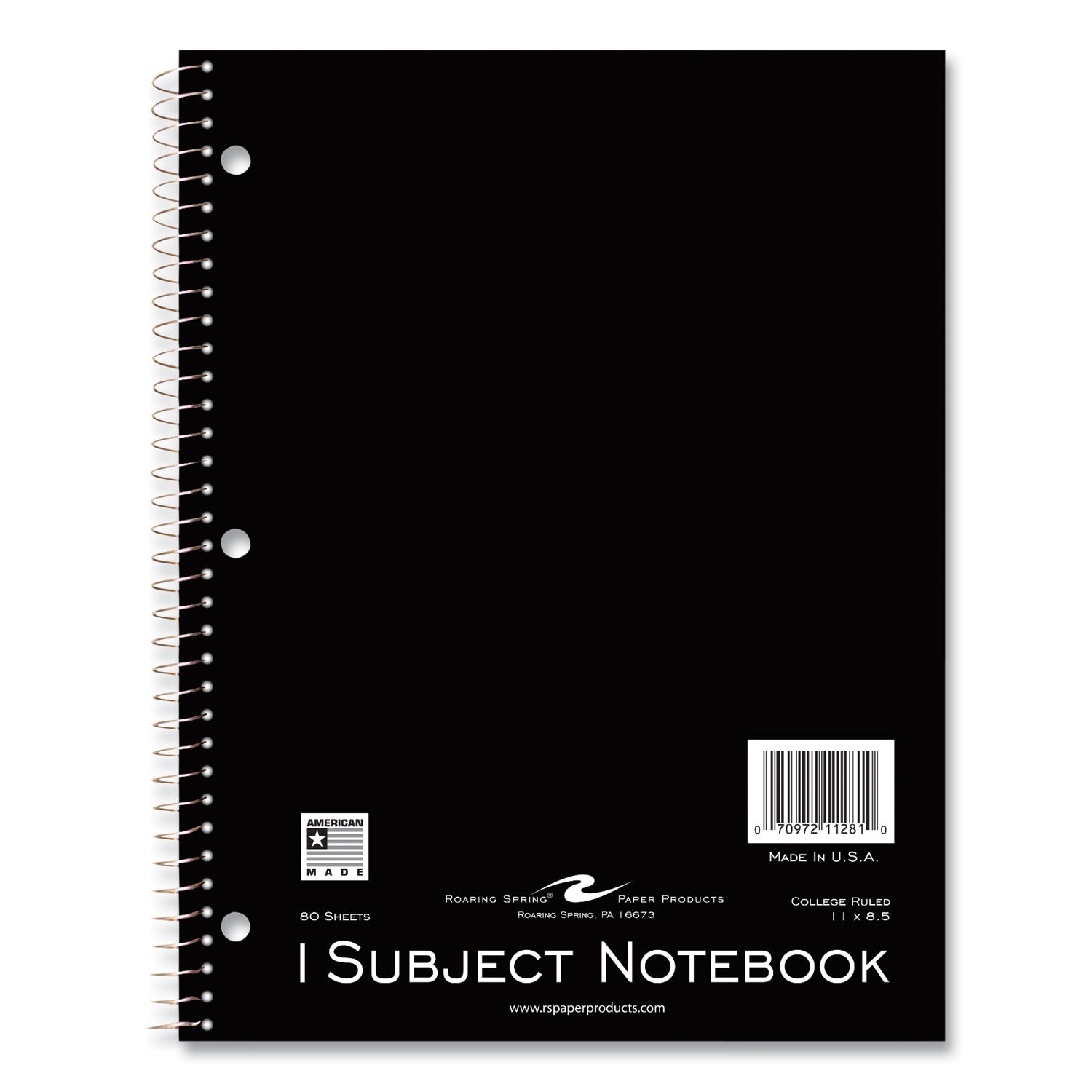 Roaring Spring® Subject Wirebound Notebook, 1-Subject, Medium/College Rule, Assorted Cover, (80) 11 x 8.5 Sheets, 24/Carton