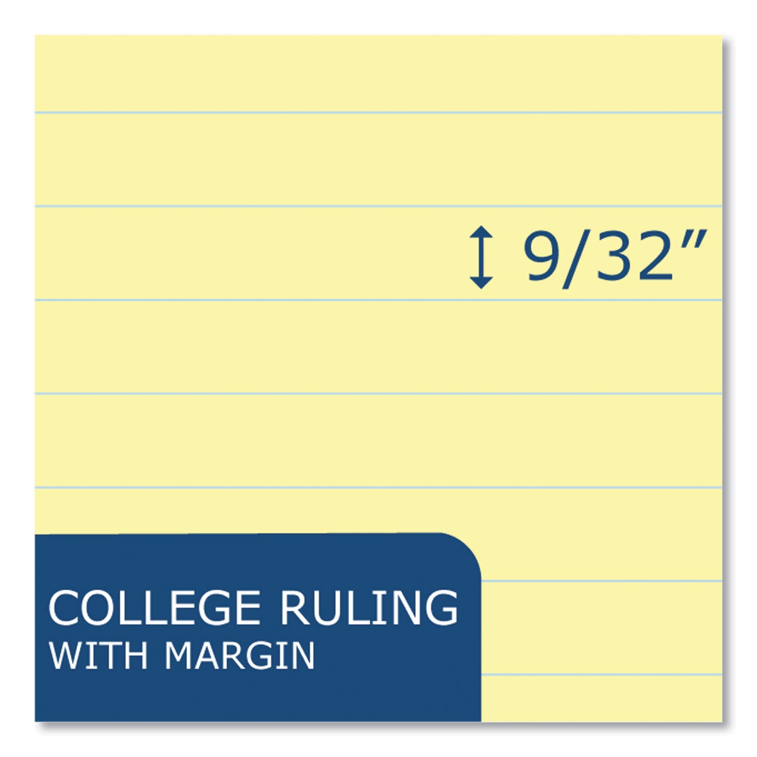 Roaring Spring® Stiff-Back Pad, Medium/College Rule, 100 Canary 8.5 x 11 Sheets, 36/Carton