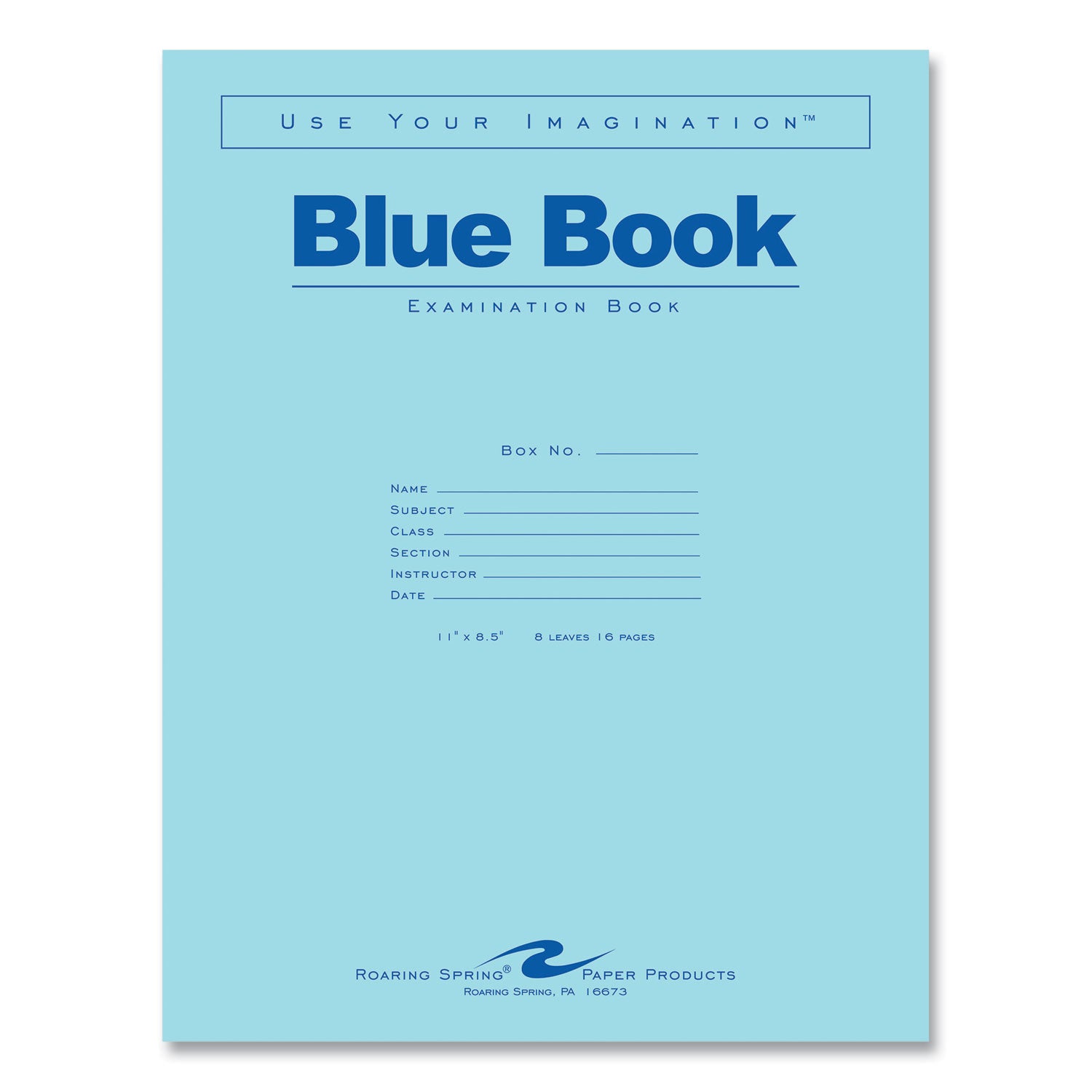 Roaring Spring® Examination Blue Books, Wide/Legal Rule, Blue Cover, (8) 11 x 8.5 Sheets, 500/Carton