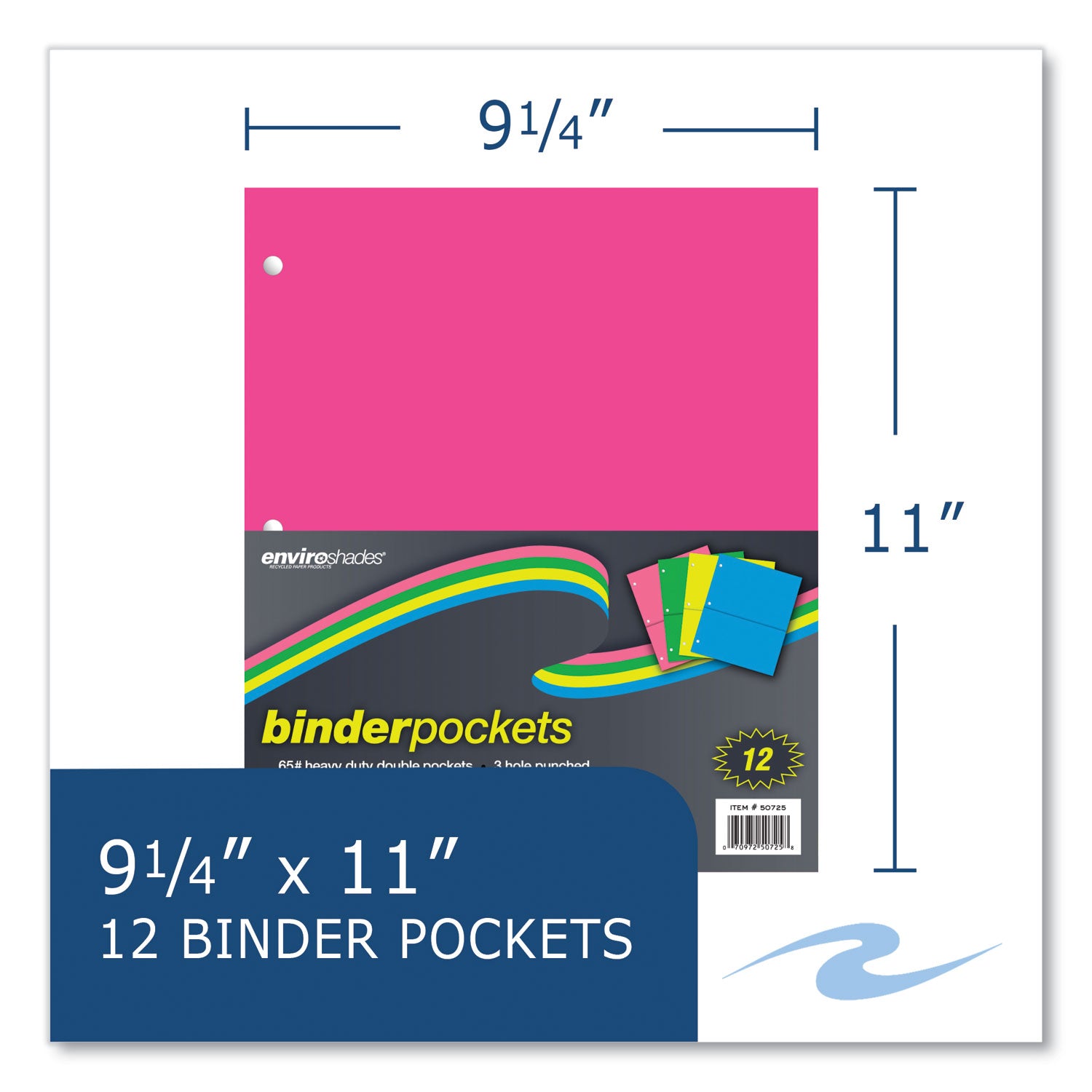 Roaring Spring® Binder Pocket, 9 w x 11 h, Assorted Colors, 144/Carton