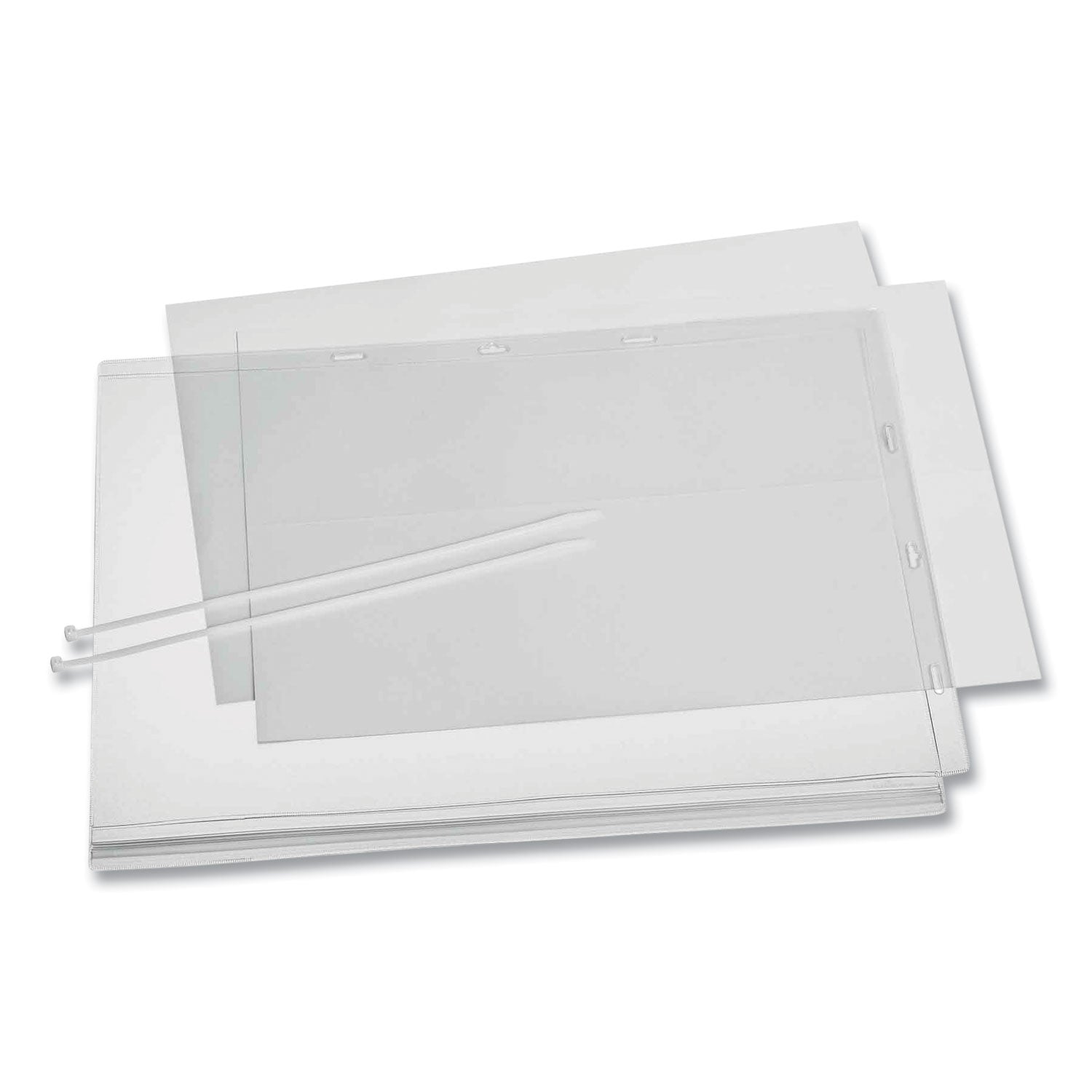 Durable® Water-Resistant Sign Holder Pockets with Cable Ties, 11 x 17, Clear Frame, 5/Pack