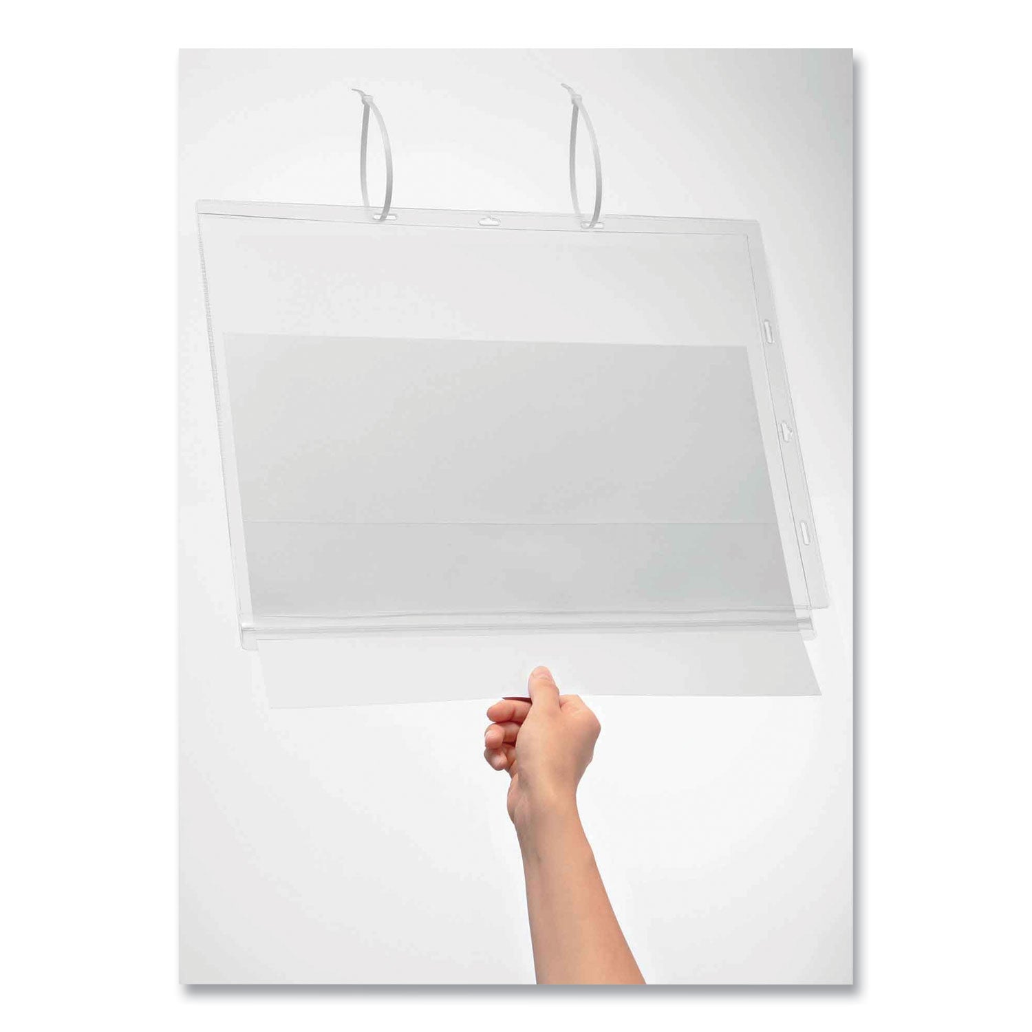 Durable® Water-Resistant Sign Holder Pockets with Cable Ties, 11 x 17, Clear Frame, 5/Pack