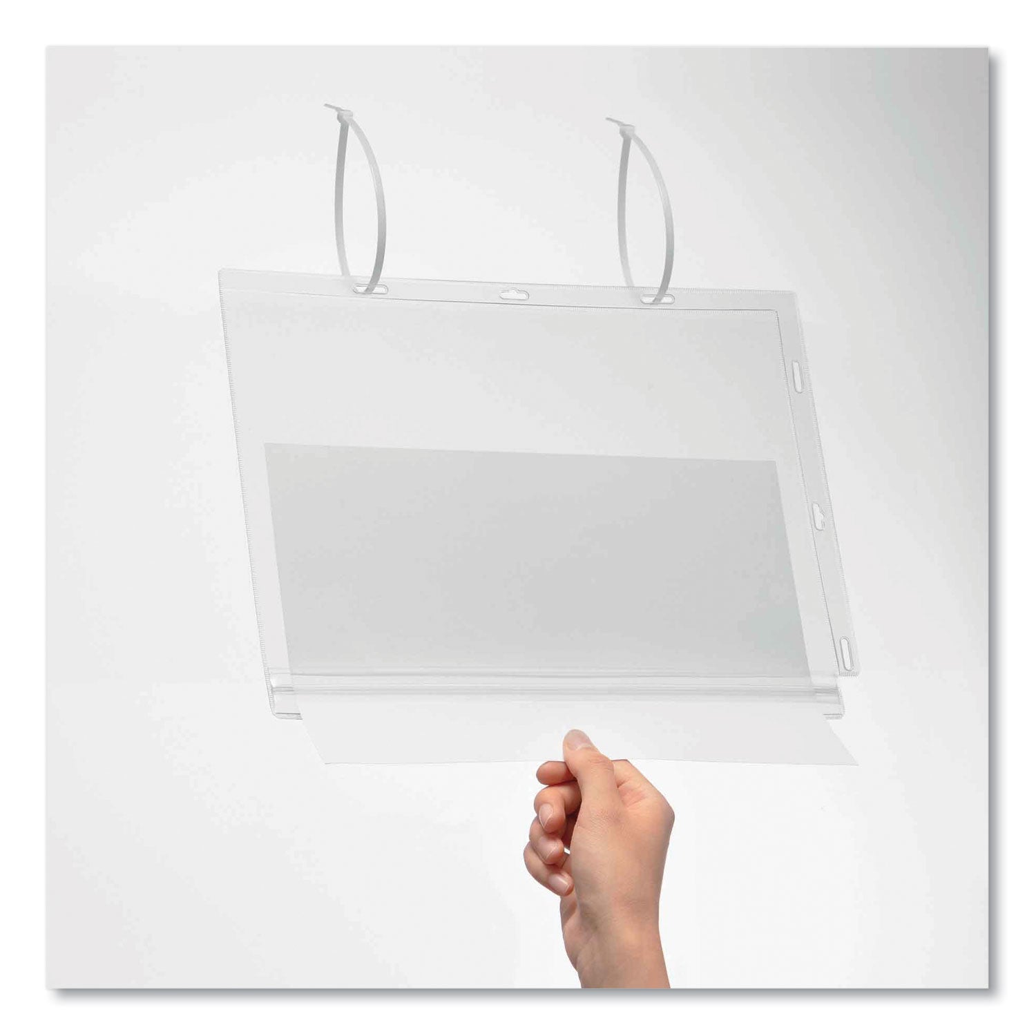 Durable® Water Resistant Sign Holder Pockets with Cable Ties, 8.5 x 11, Clear Frame, 5/Pack