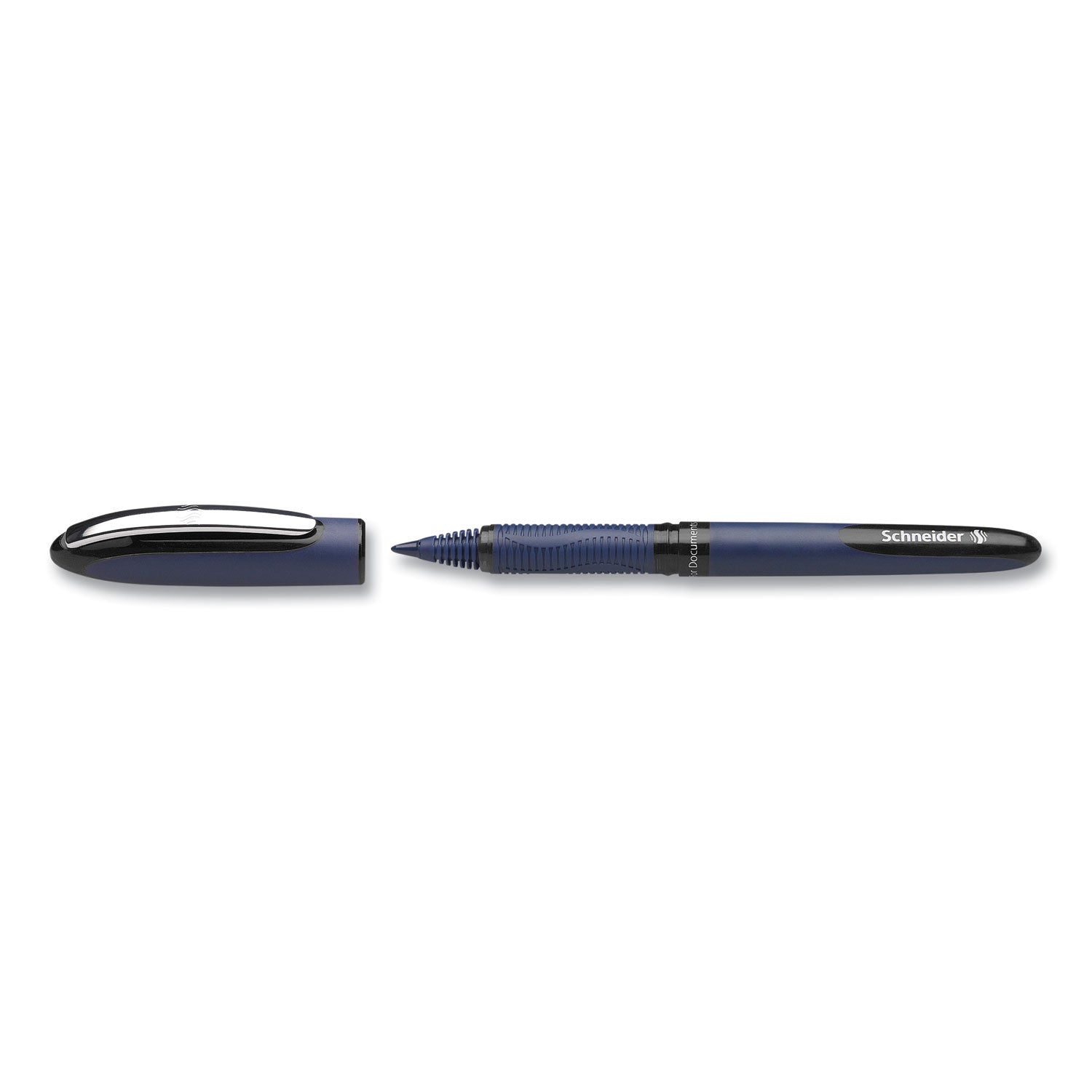 Schneider® One Business Rollerball Pen, Stick, Fine 0.6 mm, Black Ink, Dark Blue/Black Barrel, 10/Box