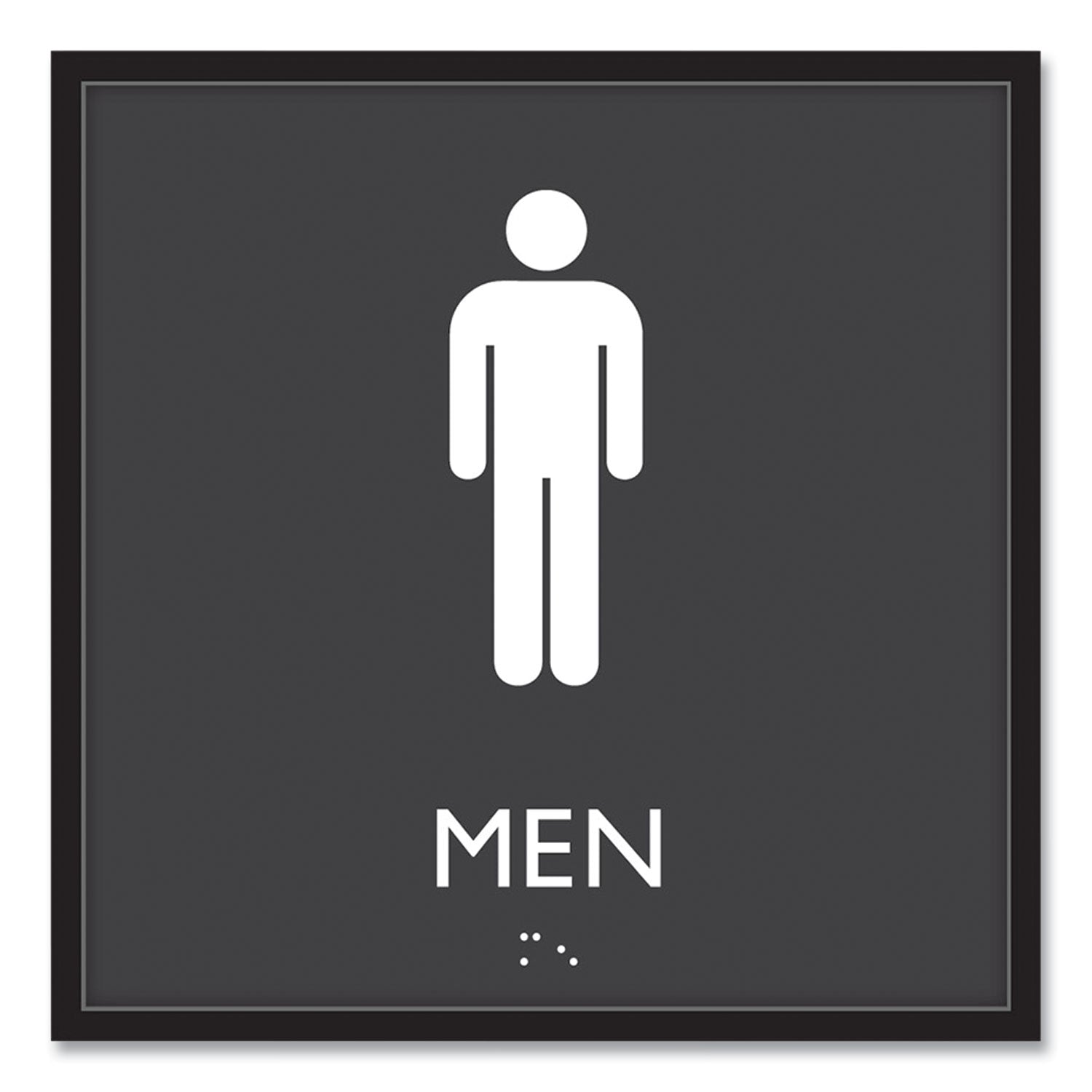 ADA Sign, Men, Plastic, 8 x 8, Clear/White