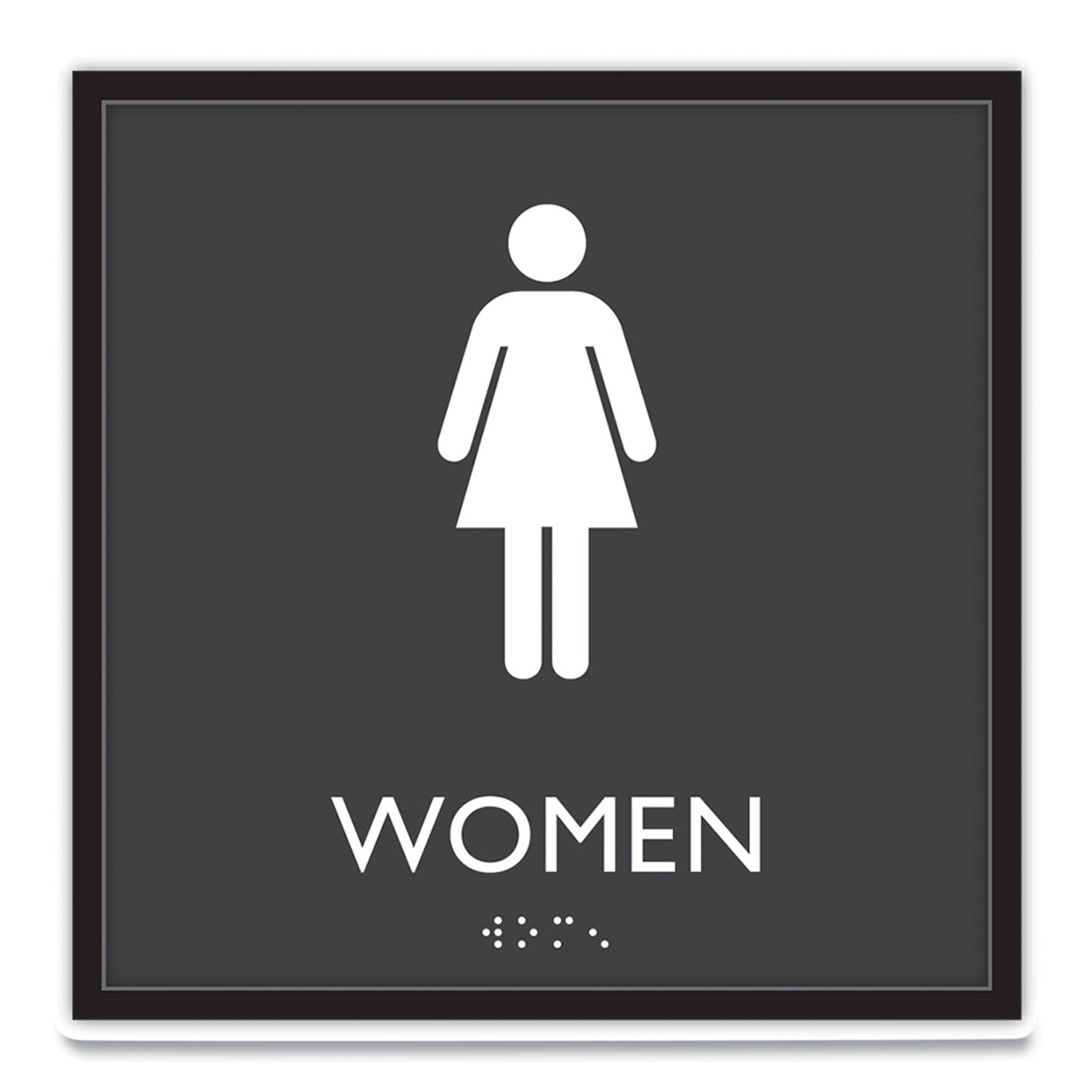 ADA Sign, Women, Plastic, 8 x 8, Clear/White