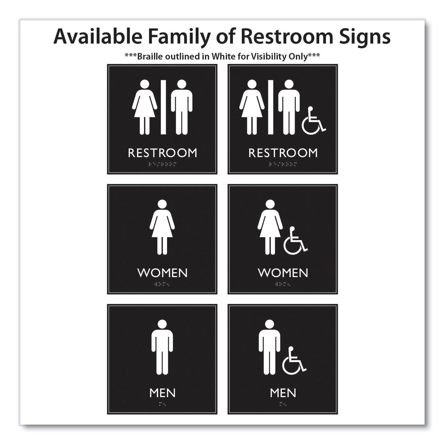 Headline® Sign ADA Sign, Men Accessible, Plastic, 8 x 8, Clear/White