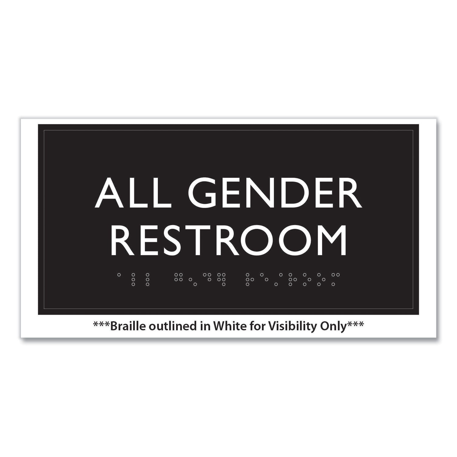 Headline® Sign ADA Sign, All Gender Restroom, Plastic, 4 x 4, Clear/White