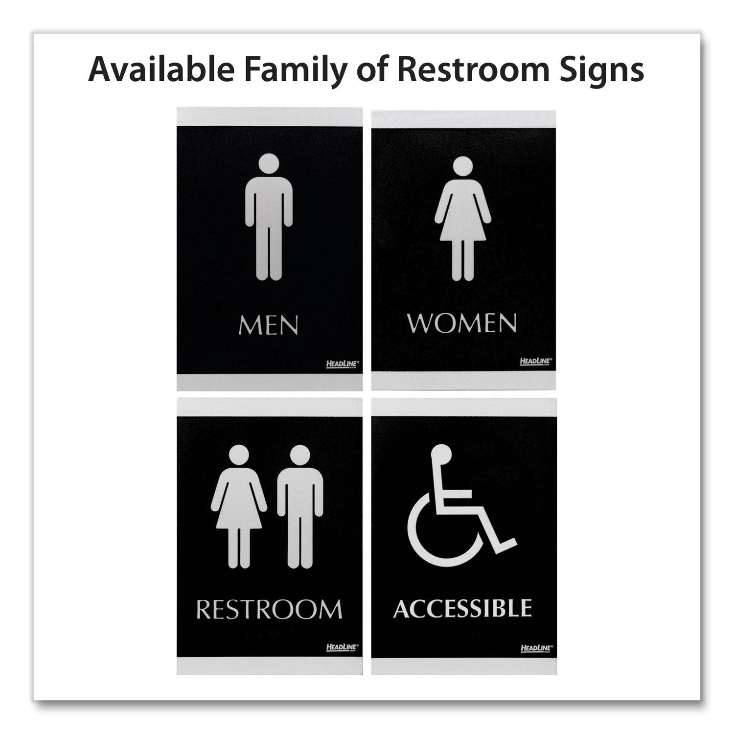 Headline® Sign Century Series Office Sign, Men; Women, 6 x 9, Black/Silver