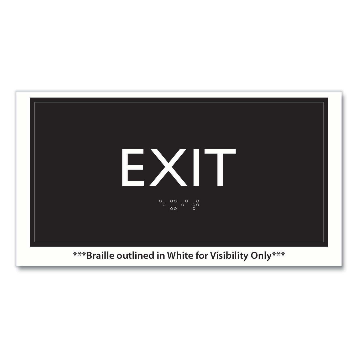 Headline® Sign ADA Sign, Exit, Plastic, 4 x 4, Clear/White