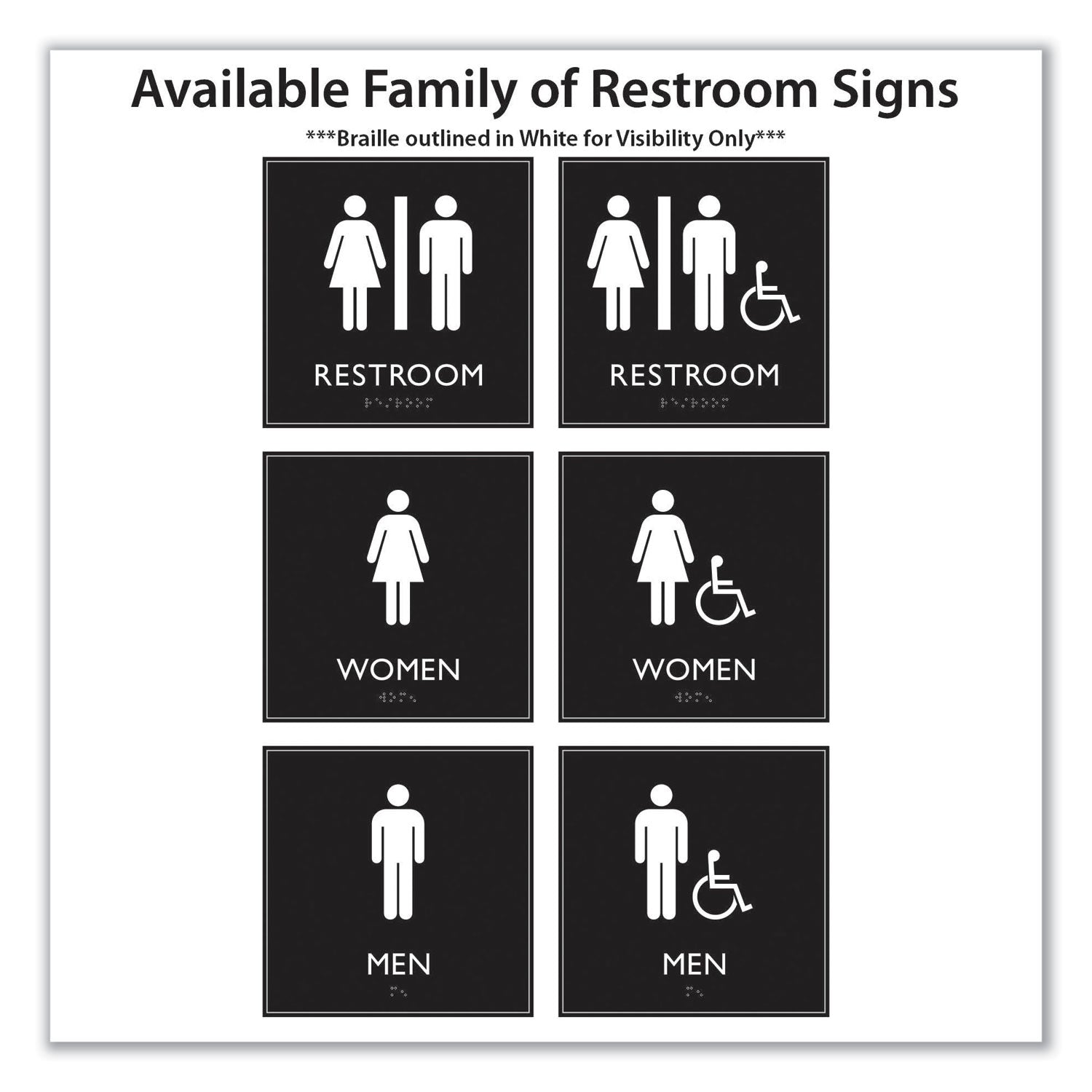 Headline® Sign ADA Sign, Men, Plastic, 8 x 8, Clear/White