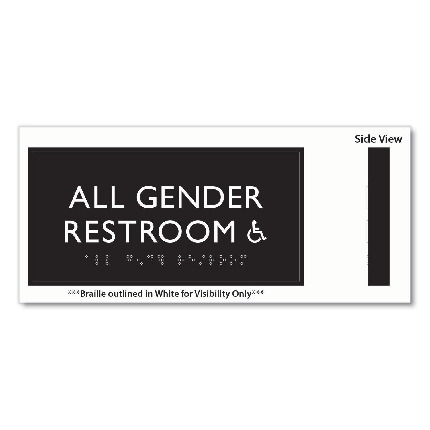 Headline® Sign ADA Sign, All Gender Restroom Accessible, Plastic, 4 x 4, Clear/White