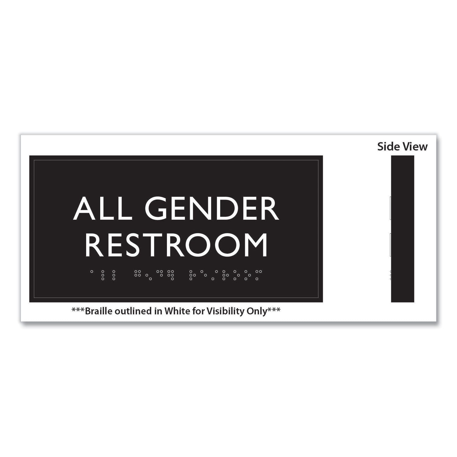 Headline® Sign ADA Sign, All Gender Restroom, Plastic, 4 x 4, Clear/White