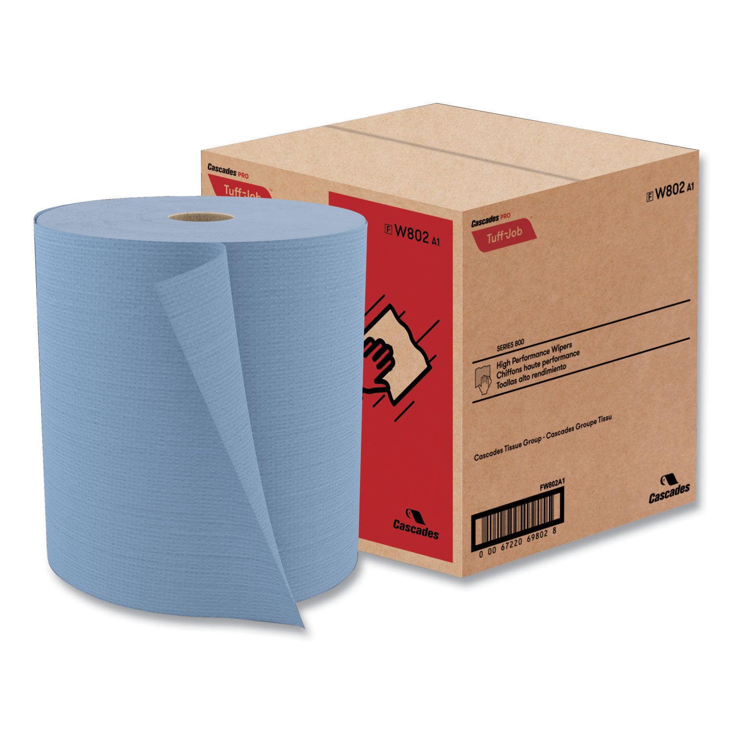 Cascades PRO Tuff-Job Spunlace Towels, Jumbo Roll, 12 x 13, Blue, 475/Roll