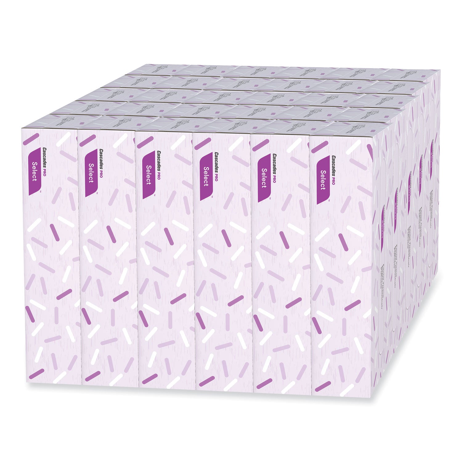 Cascades PRO Select Flat Box Facial Tissue, 2-Ply, White, 100 Sheets/Box, 30 Boxes/Carton