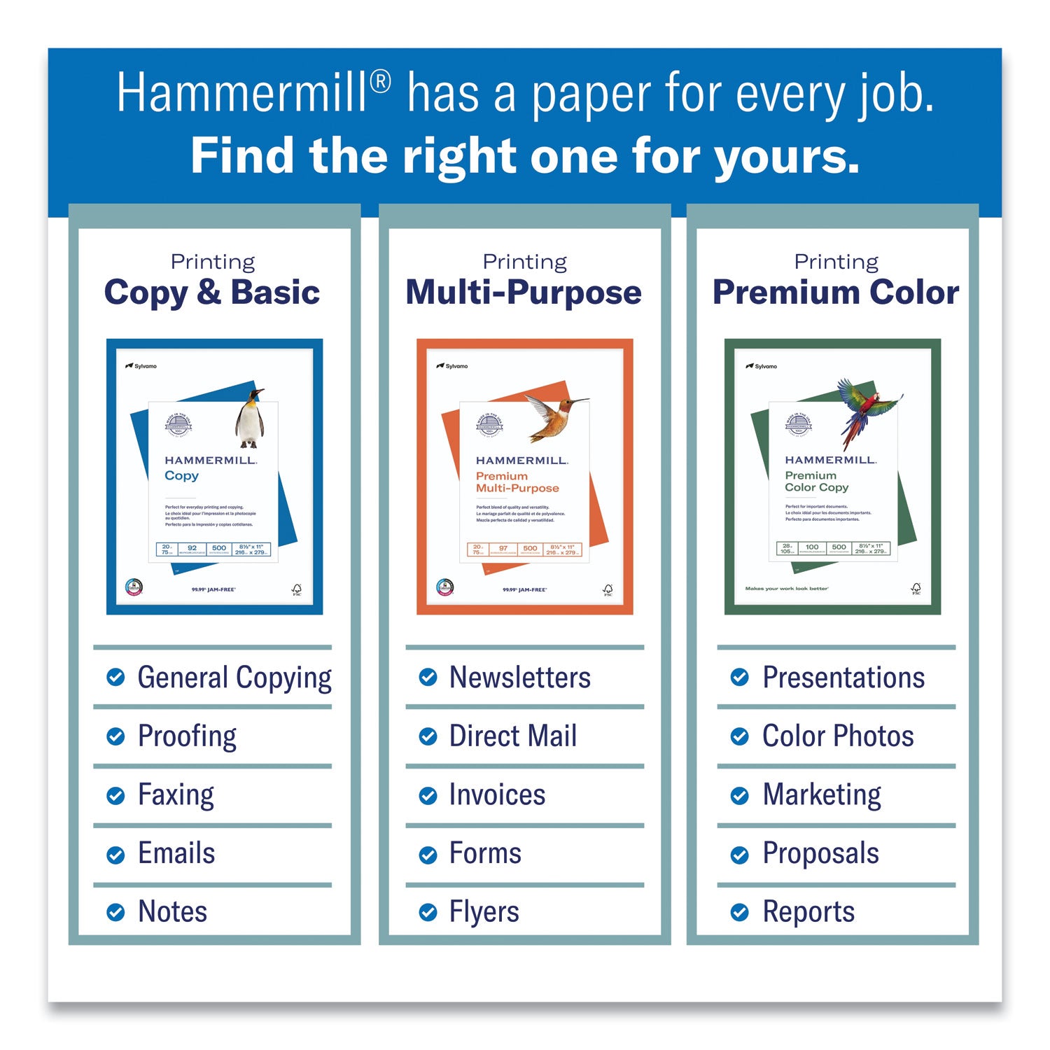 Hammermill® Premium Multipurpose Print Paper, 97 Bright, 20 lb, 8.5 x 11, White, 500 Sheets/Ream, 5 Reams/Carton, 80 Cartons/Pallet