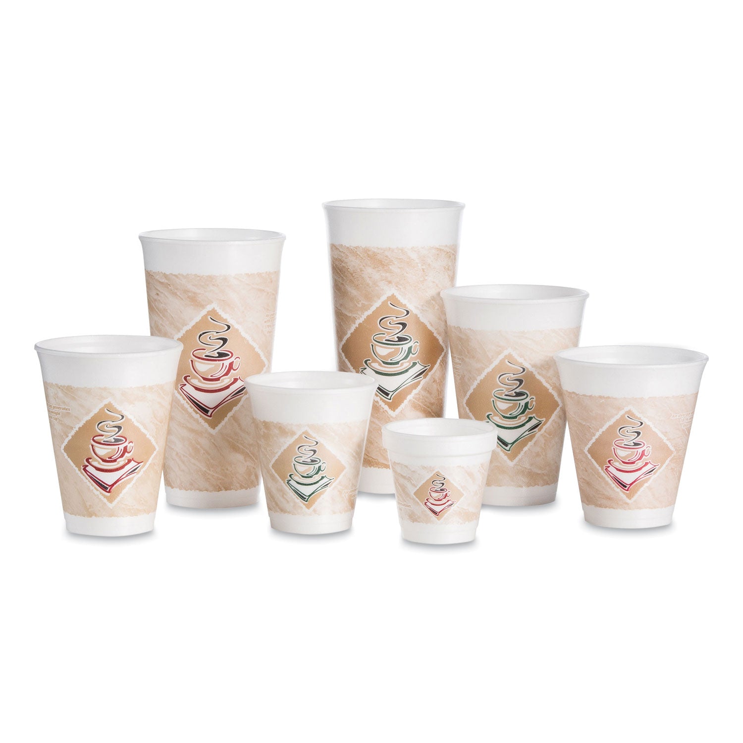 Dart® Cafe G Foam Hot/Cold Cups, 20 oz, Brown/Red/White, 20/Pack