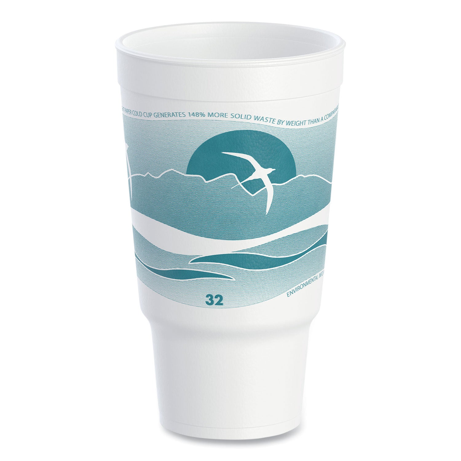 Horizon Hot/Cold Foam Drinking Cups, 32 oz, Teal/White, 16/Bag, 25 Bags/Carton