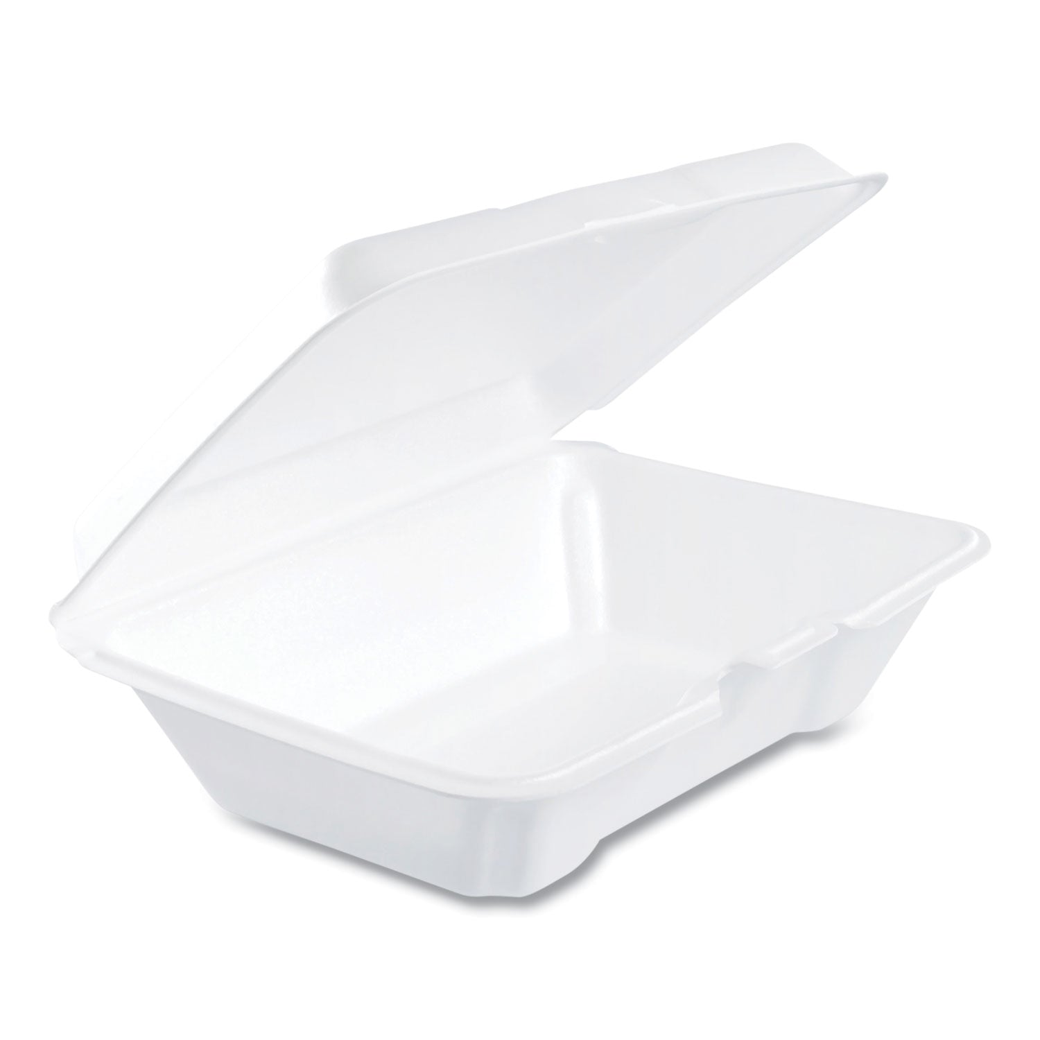 Foam Hinged Lid Containers, 1-Compartment, 6.4 x 9.3 x 2.9, White, 100/Pack, 2 Packs/Carton