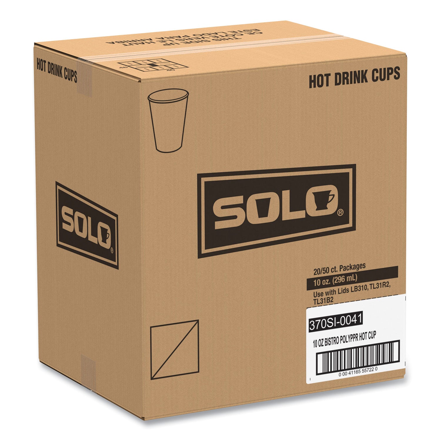 SOLO® Paper Hot Drink Cups in Bistro Design, 10 oz, Maroon, 50/Pack