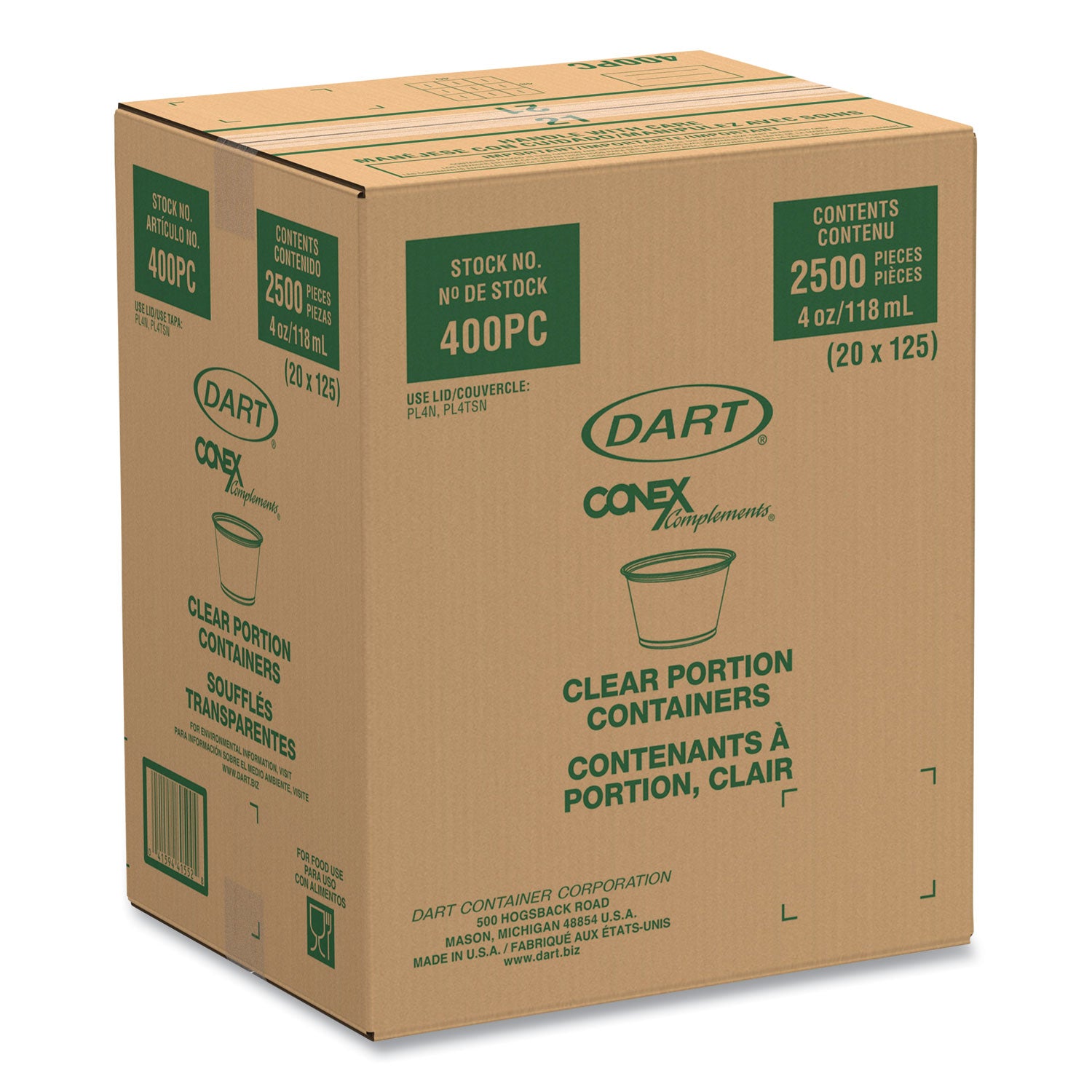 Dart® Conex Complements Portion/Medicine Cups, 4 oz, Clear, 125/Bag, 20 Bags/Carton