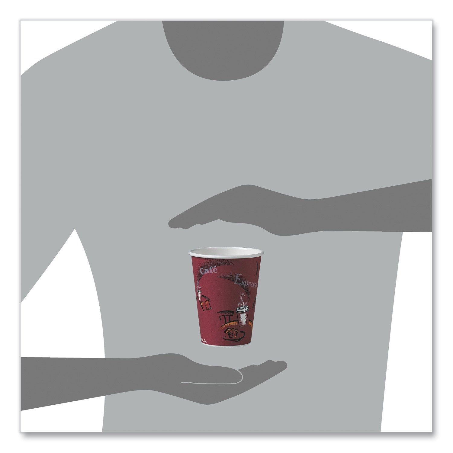 SOLO® Paper Hot Drink Cups in Bistro Design, 12 oz, Maroon, 50/Pack