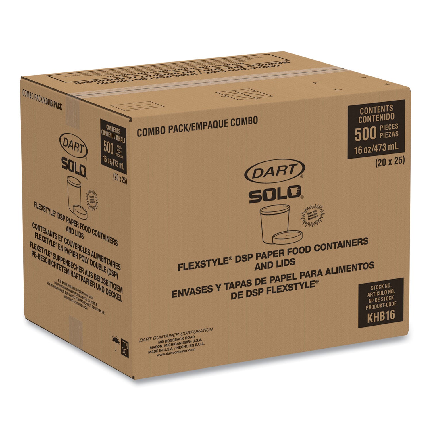 SOLO® Flexstyle Double Poly Food Combo Packs, 16 oz, Symphony, 25 Combos/Sleeve, 10 Sleeves/Carton