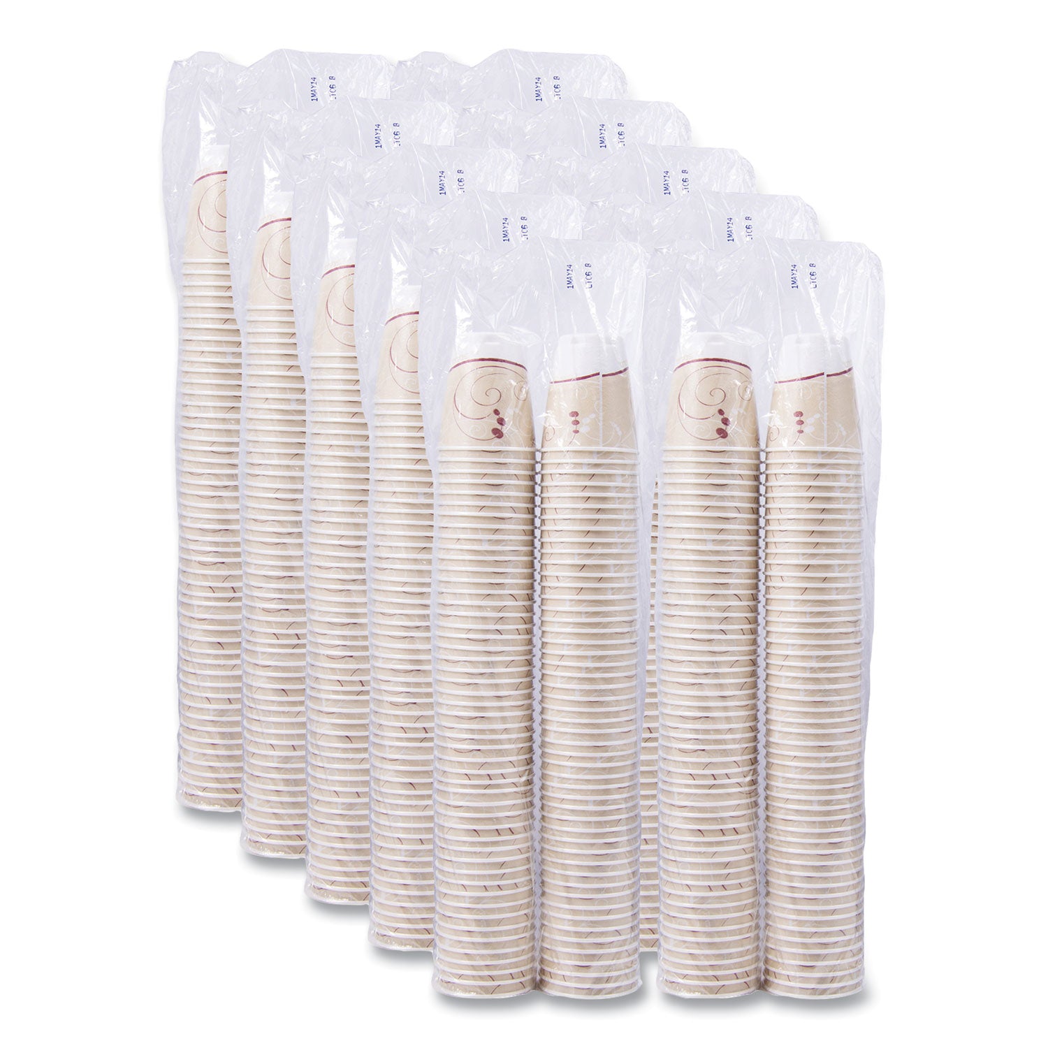 Dart® Trophy Plus Dual Temperature Insulated Cups in Symphony Design, 8 oz, Beige, 100/Pack