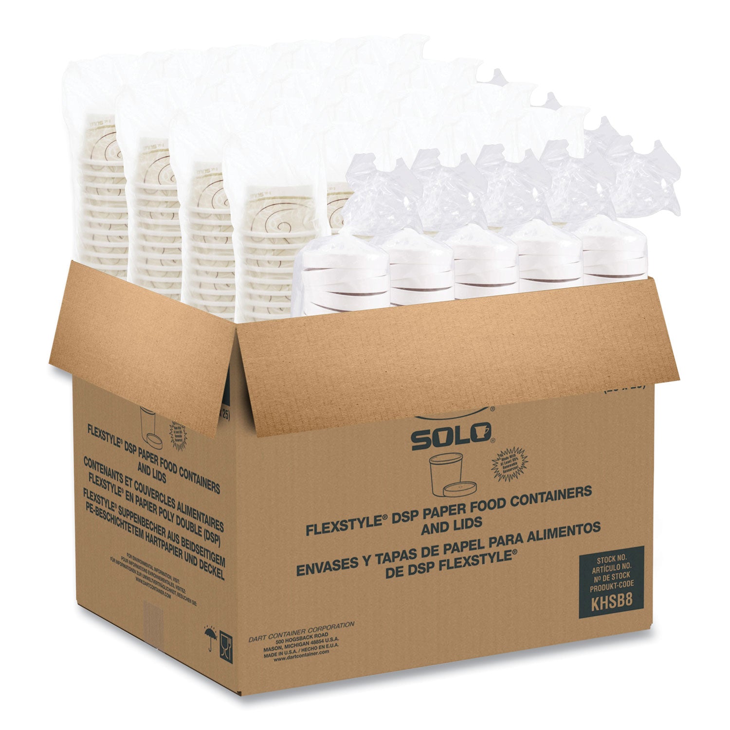 SOLO® Flexstyle Double Poly Food Combo Packs, 8 oz, Symphony, Paper, 25/Pack, 10 Packs/Carton