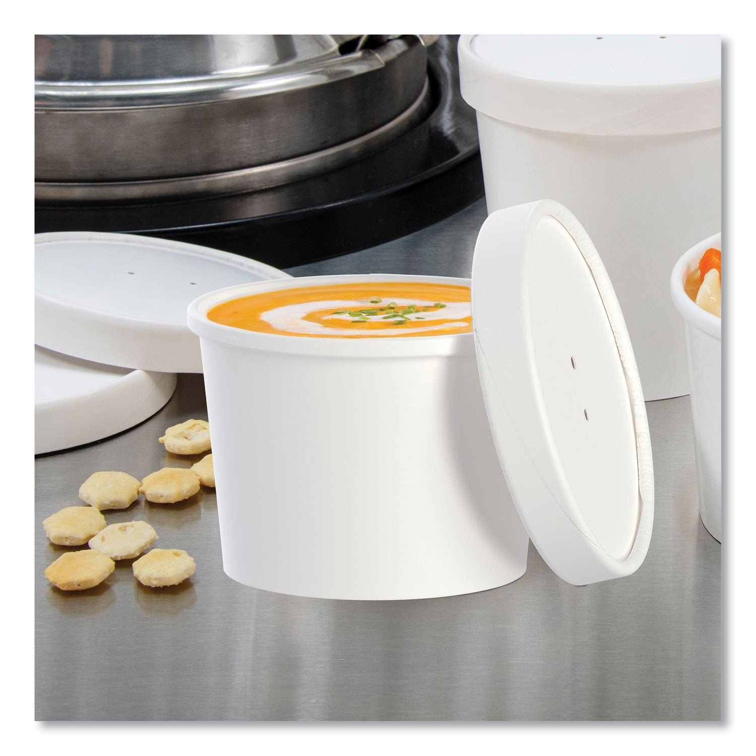 SOLO® Flexstyle Food Lid Container, 12.1 oz, 3.6" Diameter, White, Plastic, 250/Carton