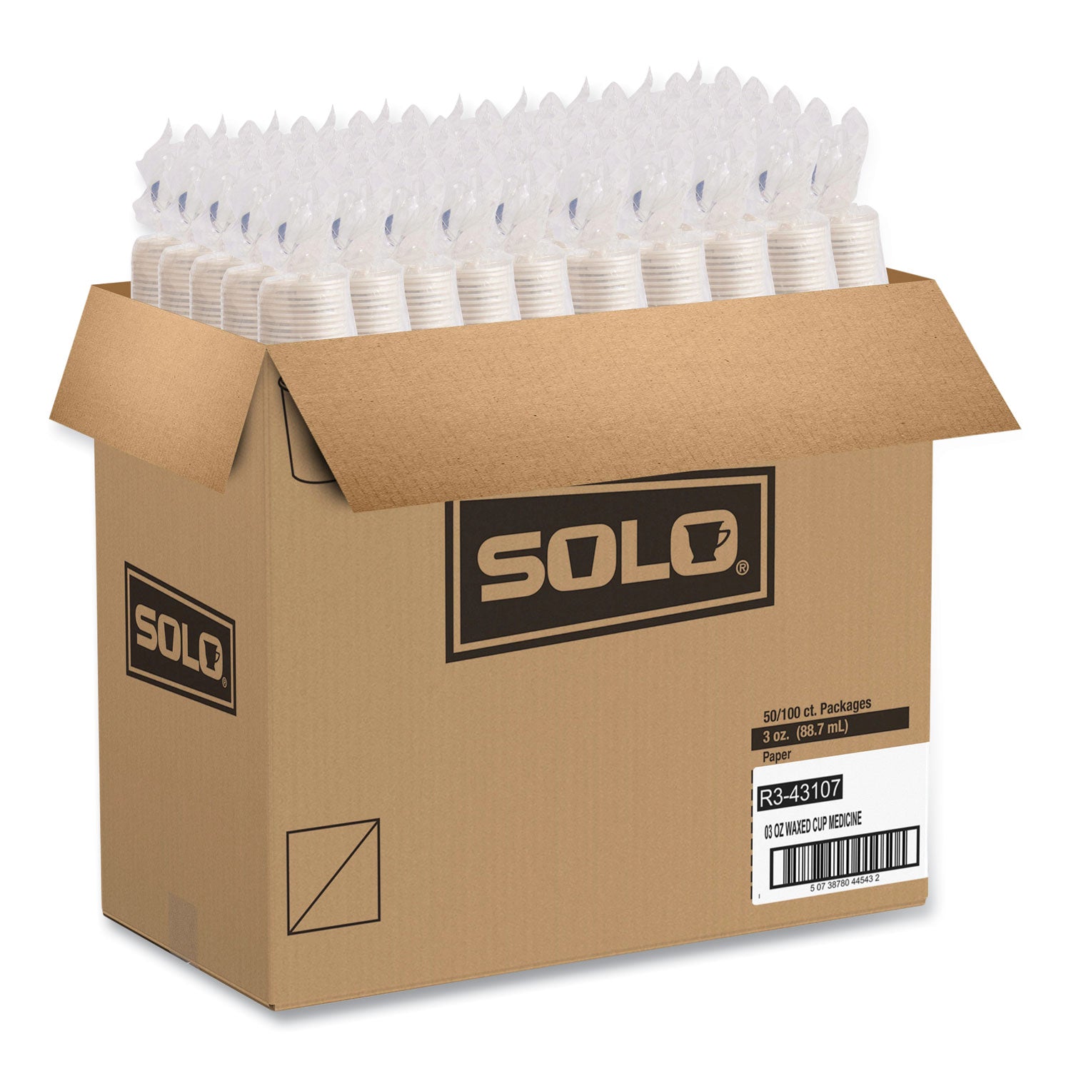 SOLO® Paper Medical and Dental Graduated Cups, ProPlanet Seal, 3 oz, White/Blue, 100/Bag, 50 Bags/Carton