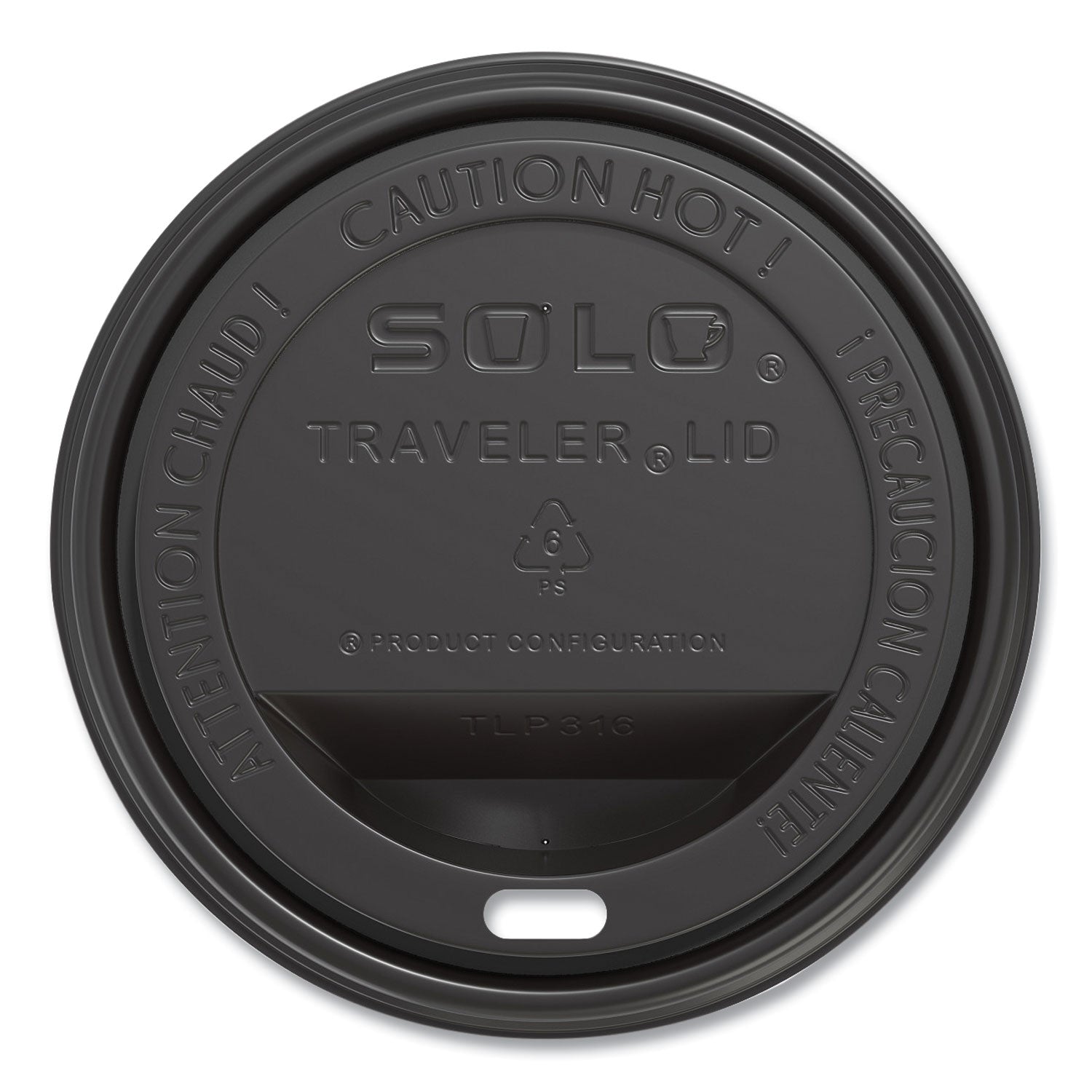 SOLO® Traveler Cappuccino Style Dome Lid, Fits 10 oz to 24 oz Cups, Black, 100/Sleeve, 10 Sleeves/Carton