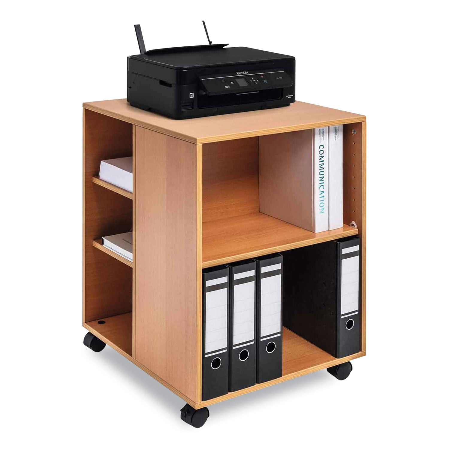 Durable® Flexible Multi-Functional Cart for Office Storage, Wood, 6 Shelves, 20.79 x 23.31 x 29.45, Beech