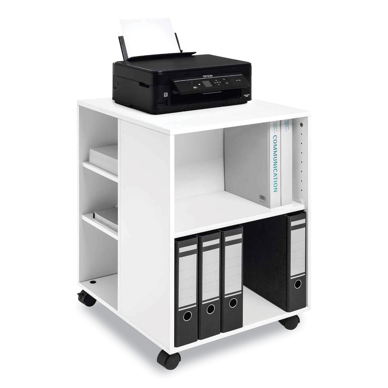 Durable® Flexible Multi-Functional Cart for Office Storage, Wood, 6 Shelves, 20.79 x 23.31 x 29.45, White