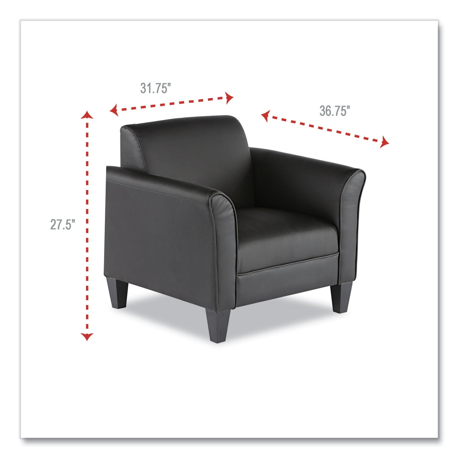 Alera® Alera Reception Lounge Sofa Series Club Chair, 35.43" x 30.7" x 32.28", Black Seat, Black Back, Black Base