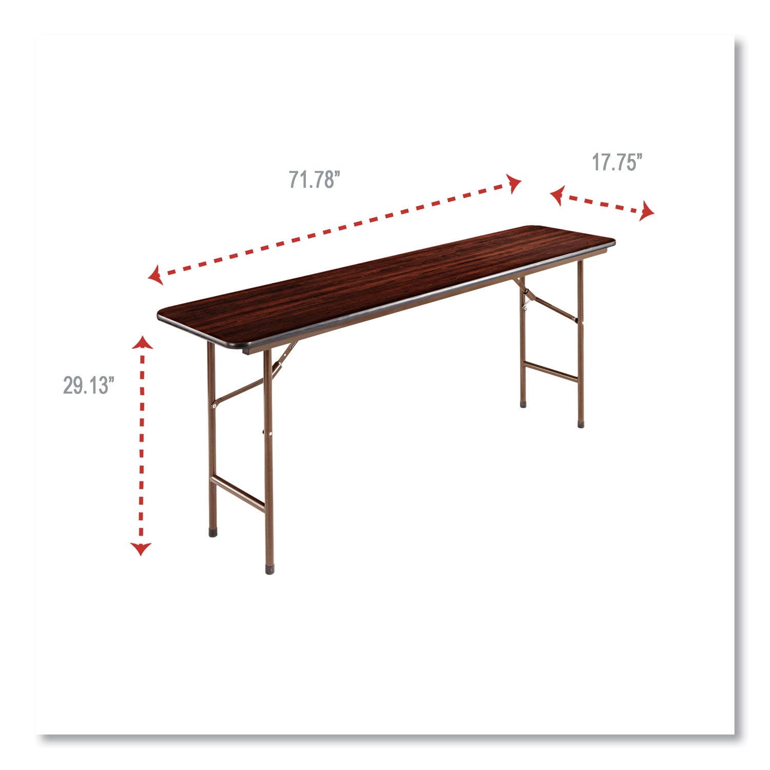 Alera® Wood Folding Table, Rectangular, 71.88w x 17.75d x 29.13h, Mahogany