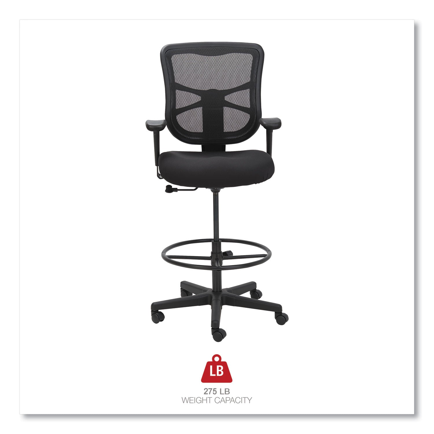 Alera® Alera Elusion Series Mesh Stool, Supports Up to 275 lb, 22.6" to 31.6" Seat Height, Black