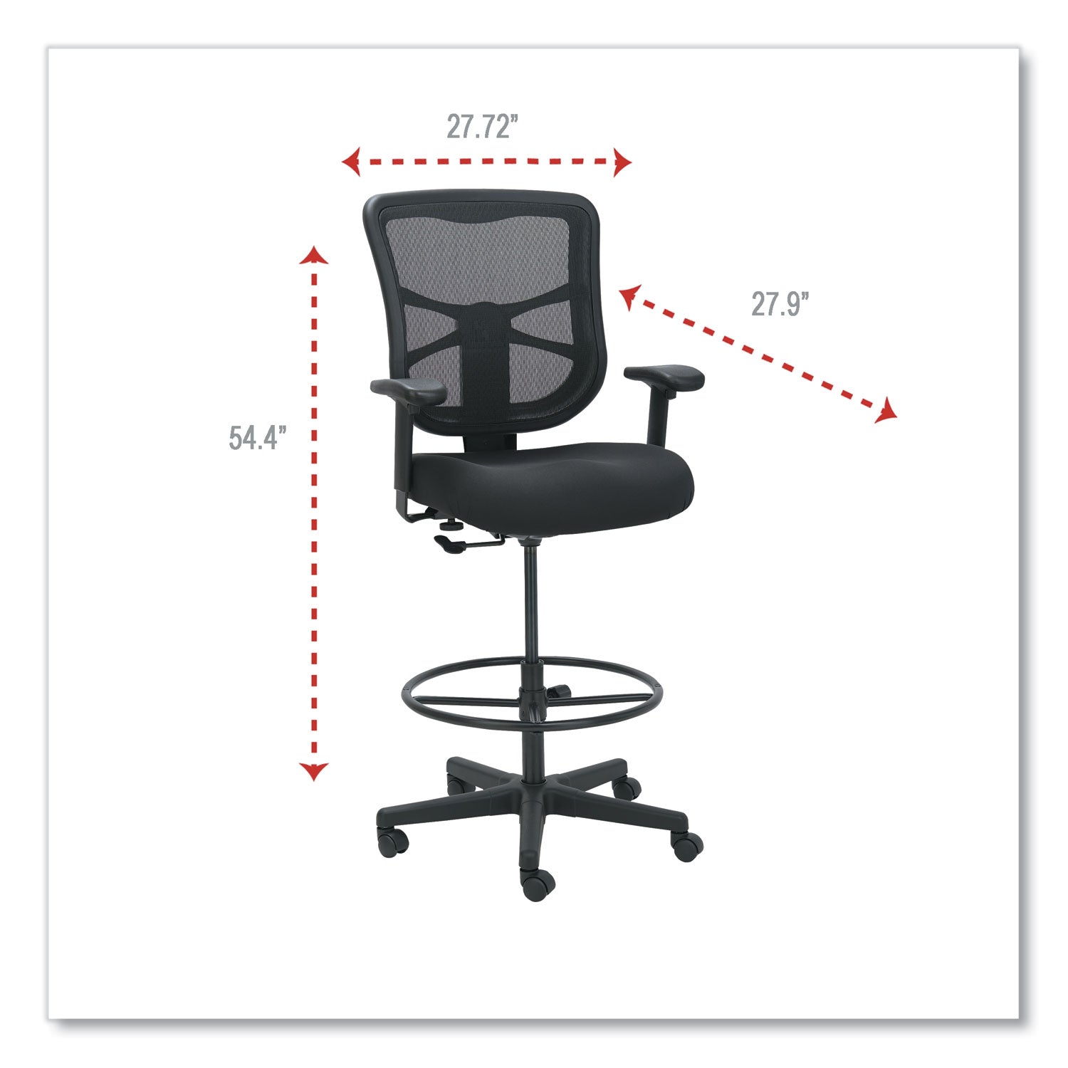 Alera® Alera Elusion Series Mesh Stool, Supports Up to 275 lb, 22.6" to 31.6" Seat Height, Black