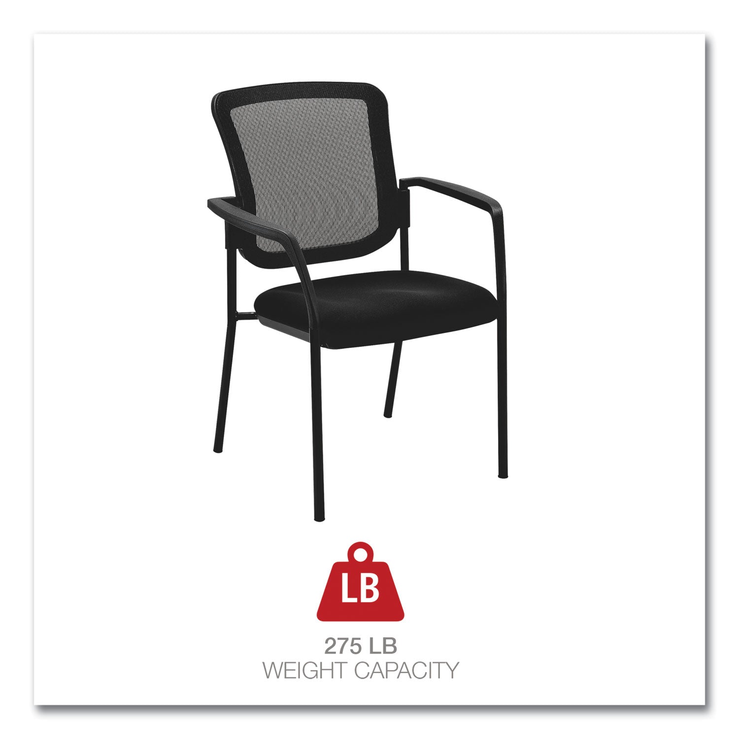 Alera® Alera Elusion Series Mesh Back Stacking Guest Chair, 26" x 25.6" x 36.2", Black Seat, Black Back, Black Base