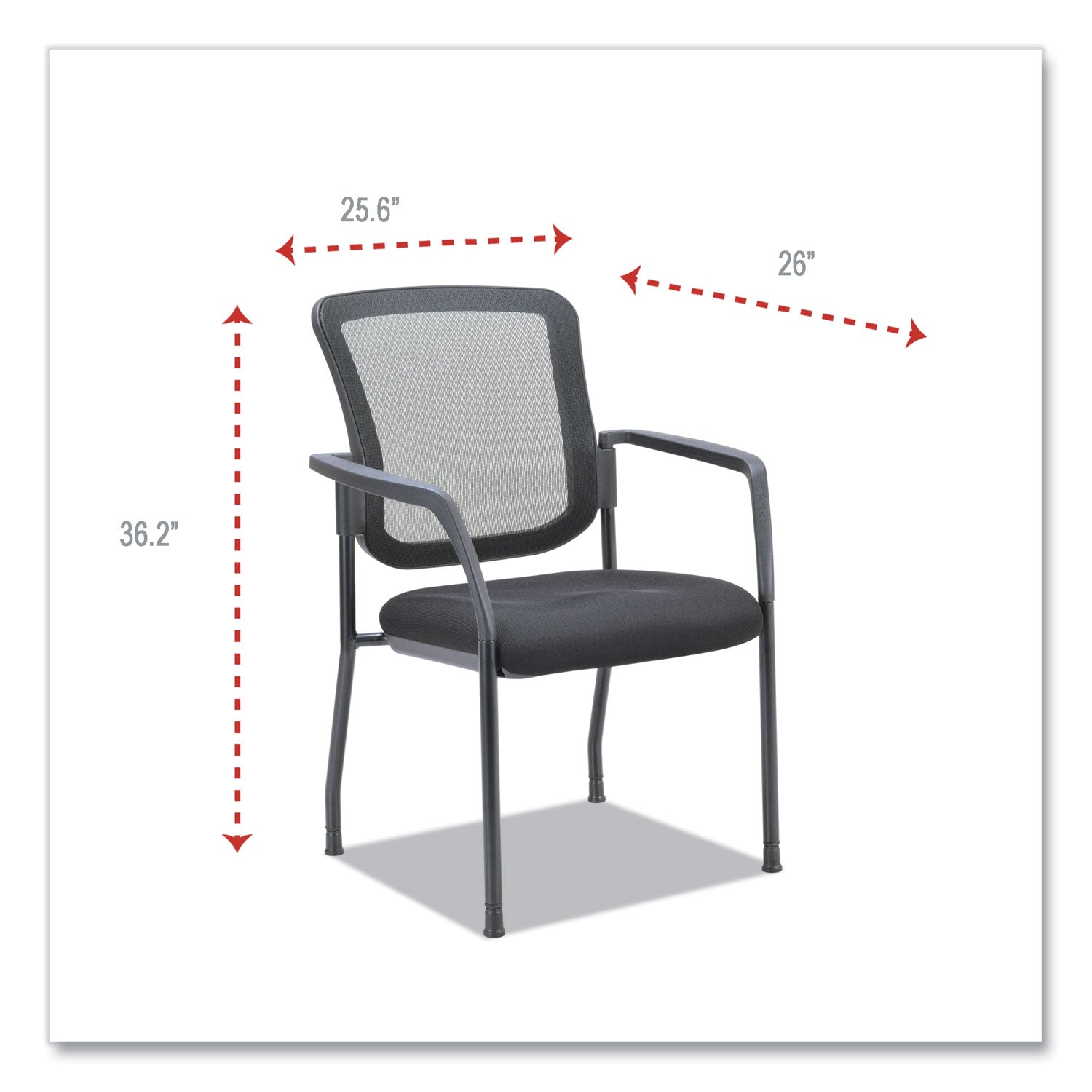 Alera® Alera Elusion Series Mesh Back Stacking Guest Chair, 26" x 25.6" x 36.2", Black Seat, Black Back, Black Base