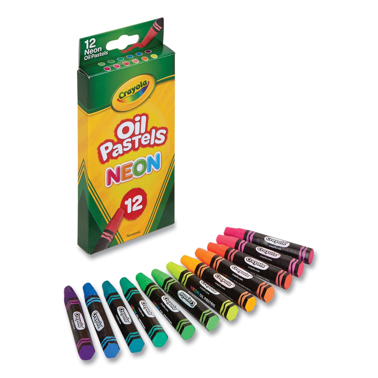 Neon Oil Pastels, 12 Assorted Colors, 12/Pack