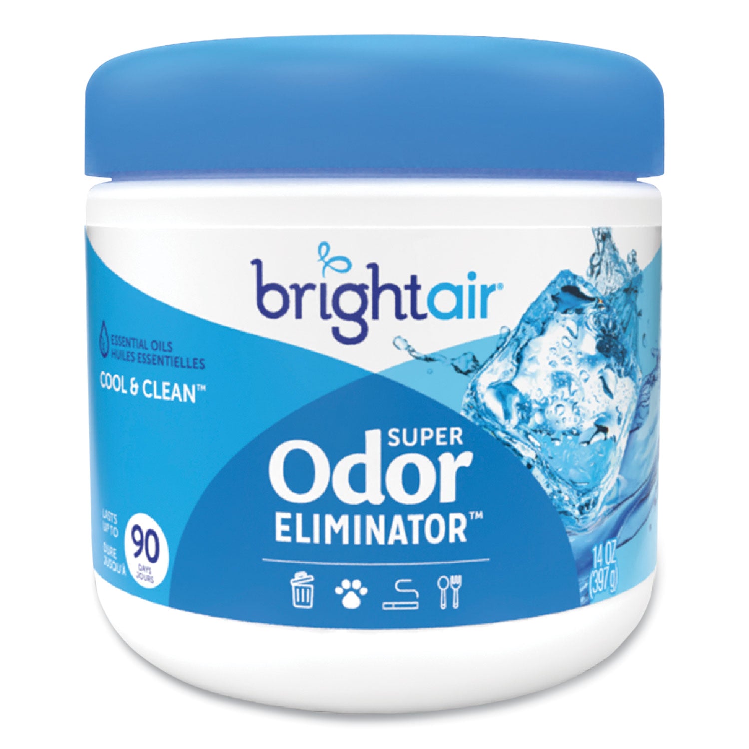 BRIGHT Air® Super Odor Eliminator, Cool and Clean, Blue, 14 oz Jar, 6/Carton