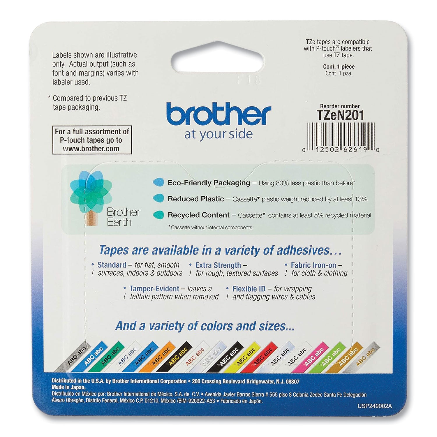 Brother P-Touch® TZ Super-Narrow Non-Laminated Tape for P-Touch Labeler, 0.13" x 26.2 ft, Black on White