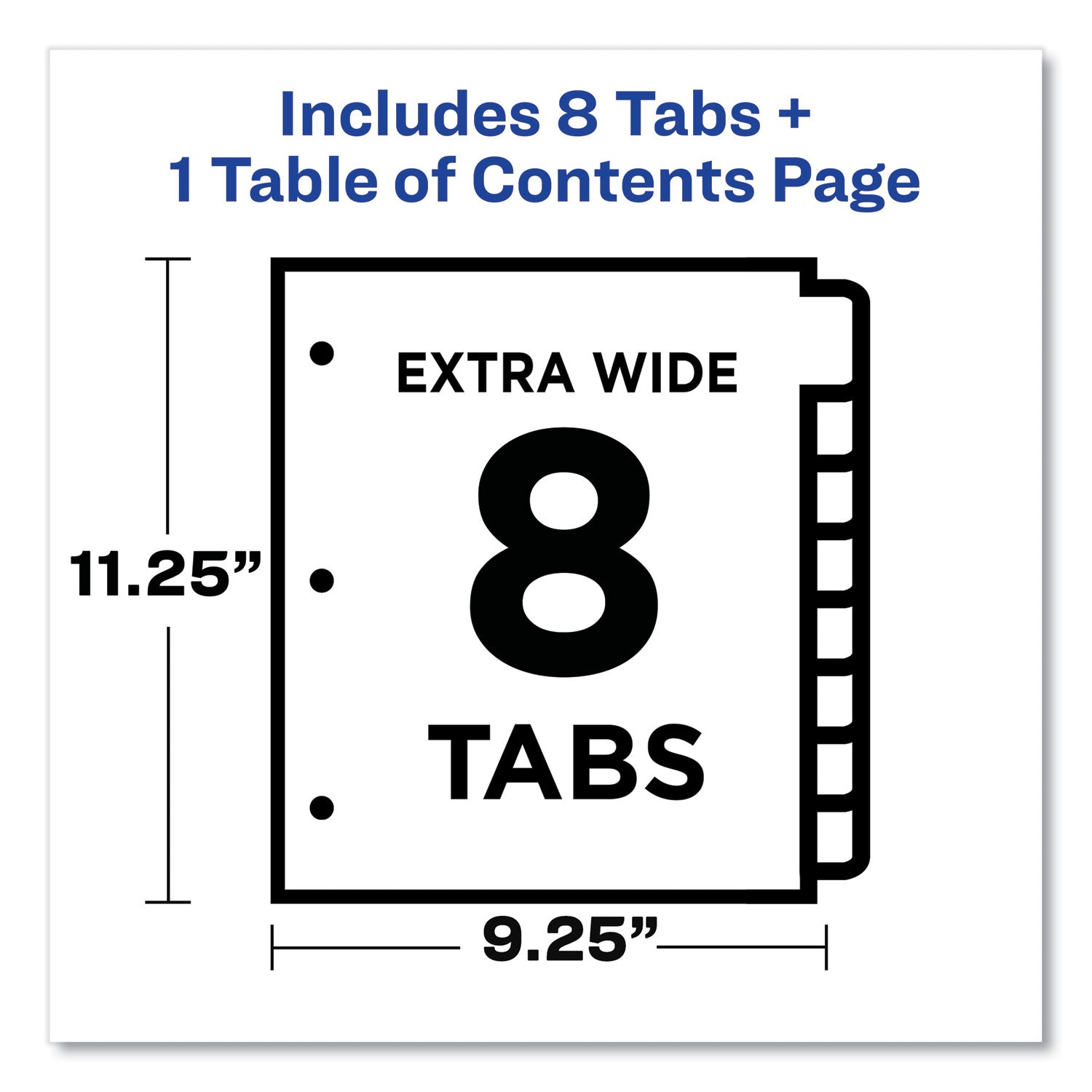 Avery® Customizable TOC Ready Index Multicolor Tab Dividers, Extra Wide Tabs, 8-Tab, 1 to 8, 11 x 9.25, White, 1 Set