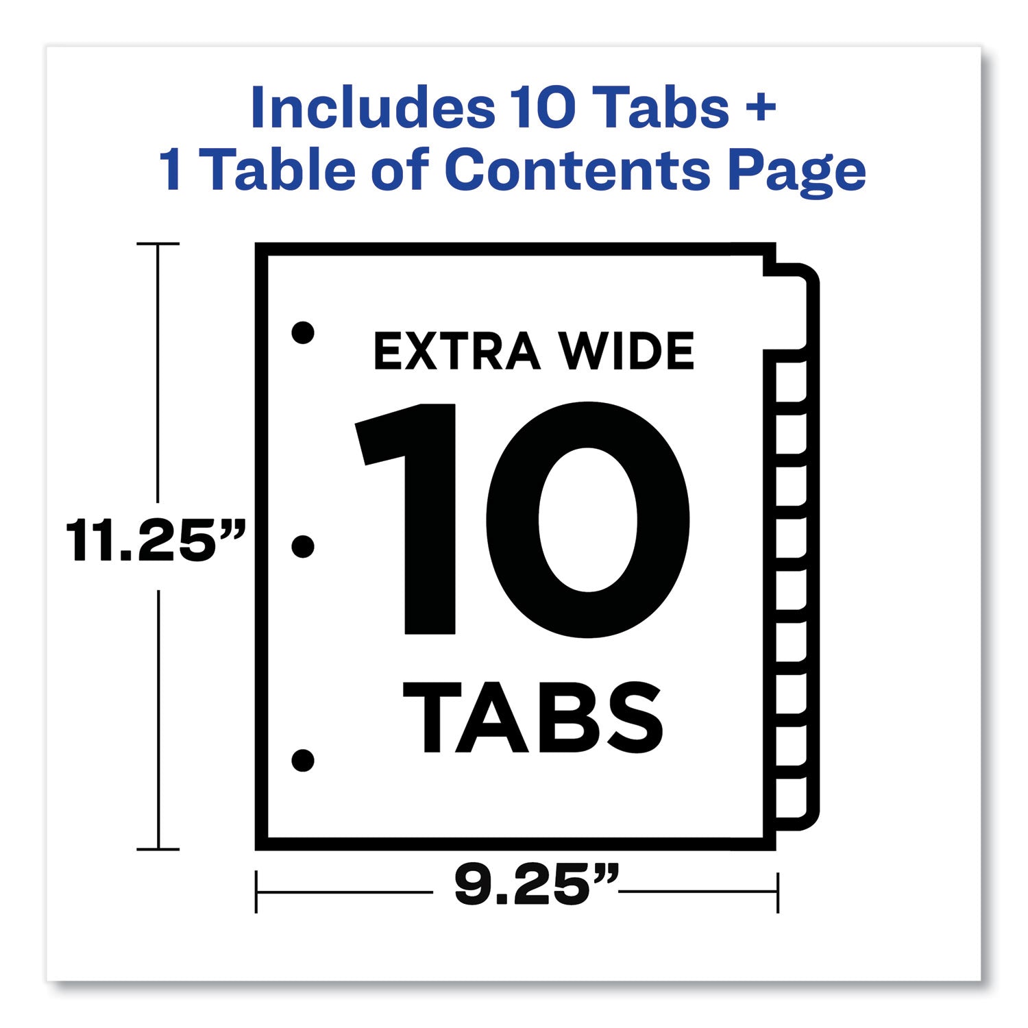 Avery® Customizable TOC Ready Index Multicolor Tab Dividers, Extra Wide Tabs, 10-Tab, 1 to 10, 11 x 9.25, White, 1 Set