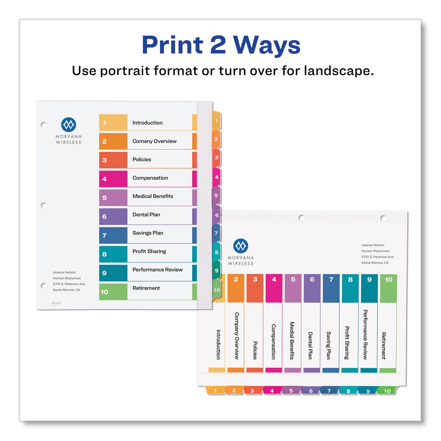 Avery® Customizable TOC Ready Index Multicolor Tab Dividers, Extra Wide Tabs, 10-Tab, 1 to 10, 11 x 9.25, White, 1 Set