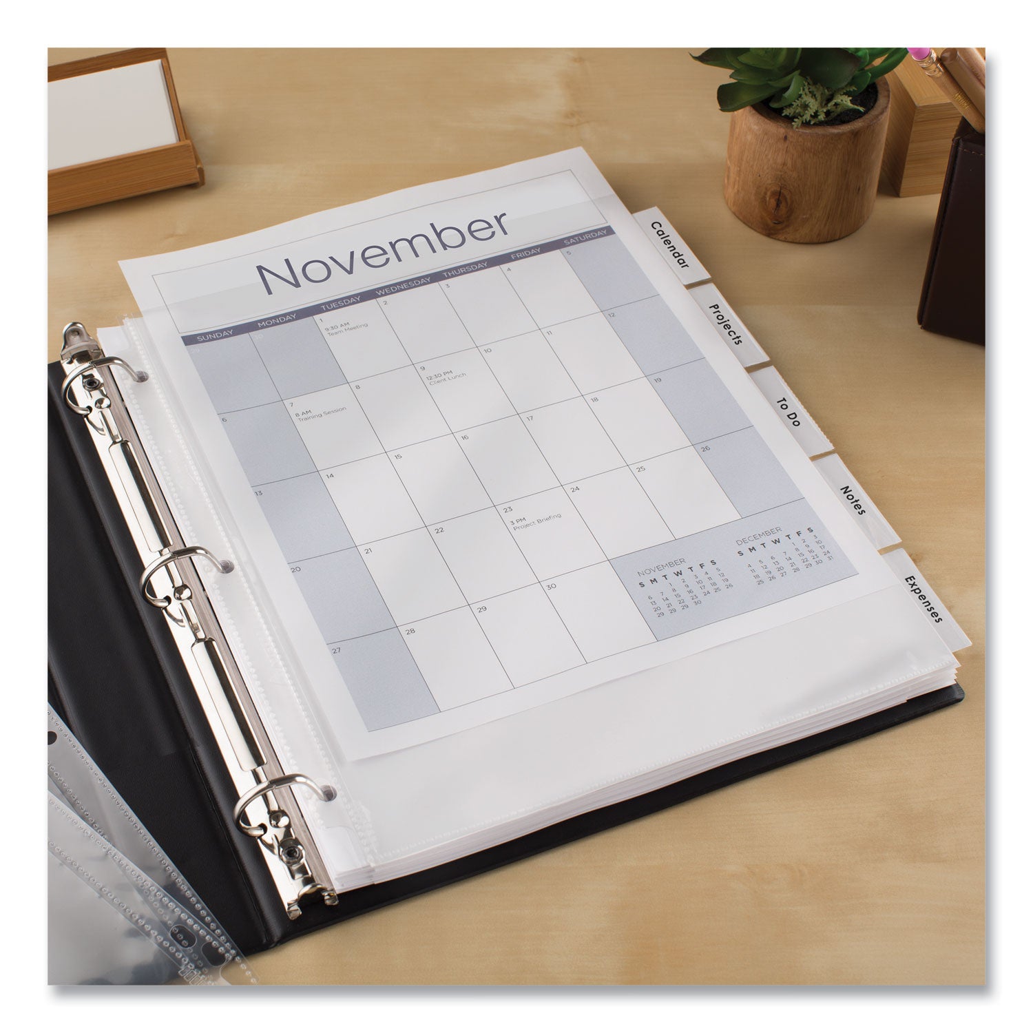 Avery® Insertable Big Tab Dividers, 5-Tab, Single-Sided Copper Edge Reinforcing, 11.13 x 9.25, White, Clear Tabs, 1 Set