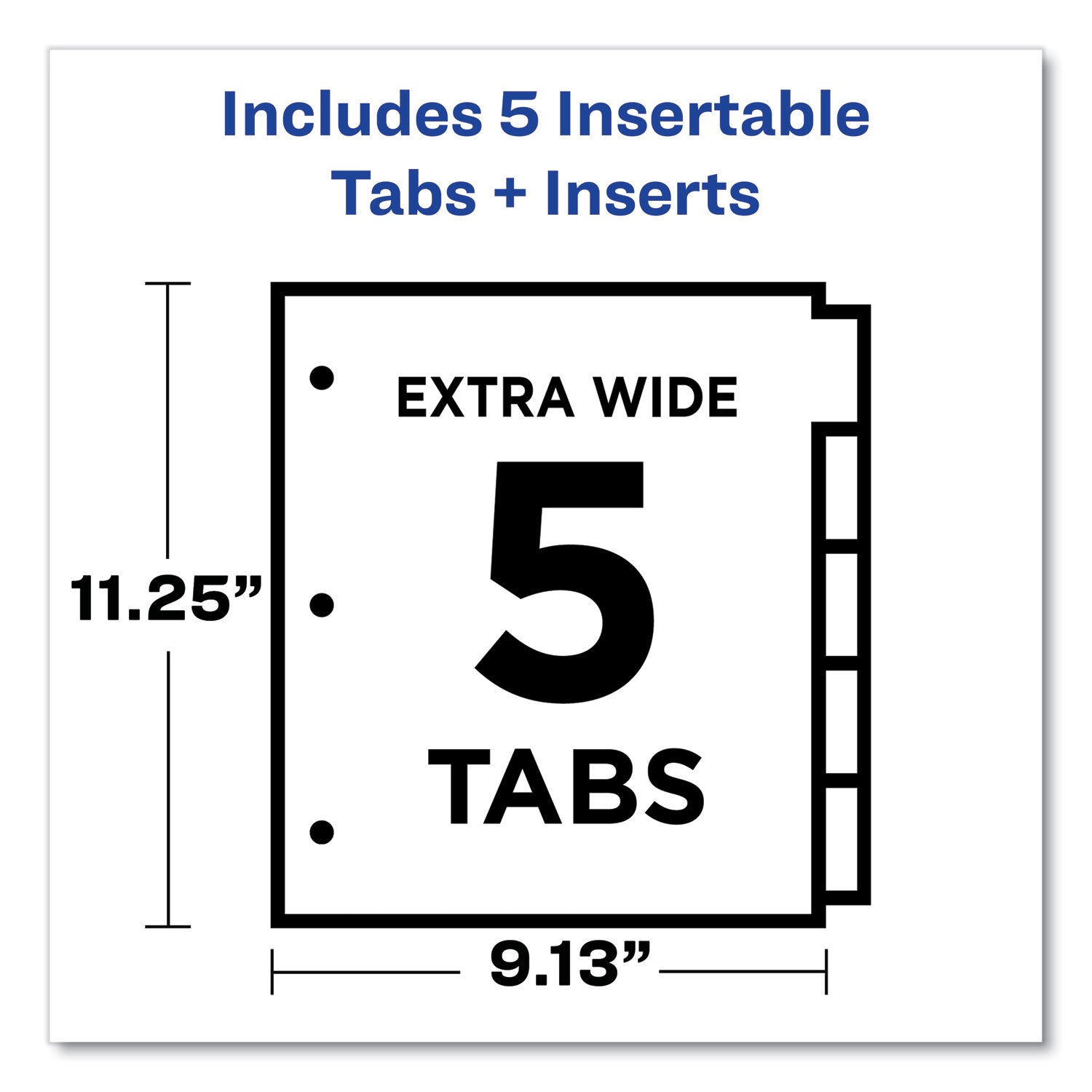 Avery® Insertable Dividers w/Single Pockets, 5-Tab, 11.25 x 9.13, White, 1 Set