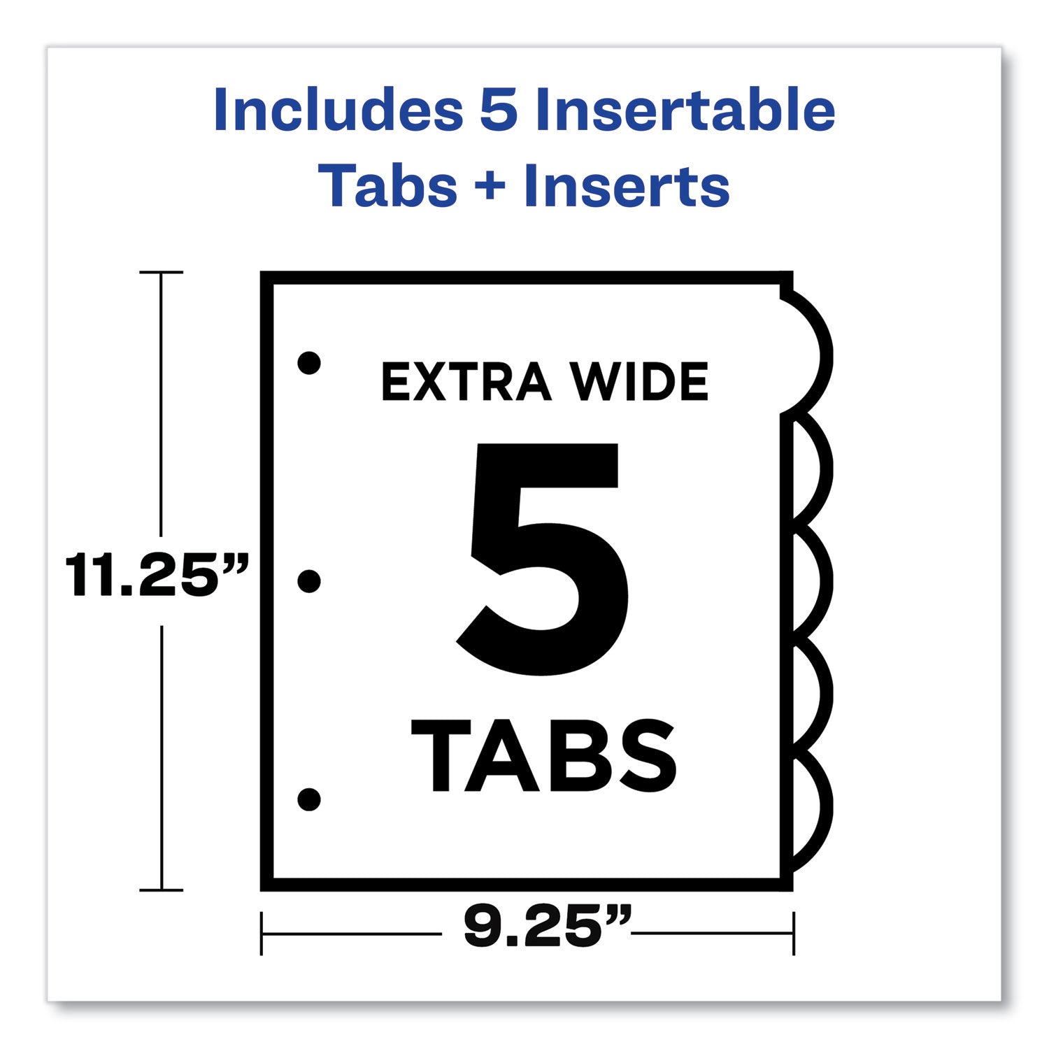 Avery® Insertable Style Edge Tab Plastic 1-Pocket Dividers, 5-Tab, 11.25 x 9.25, Translucent, 1 Set